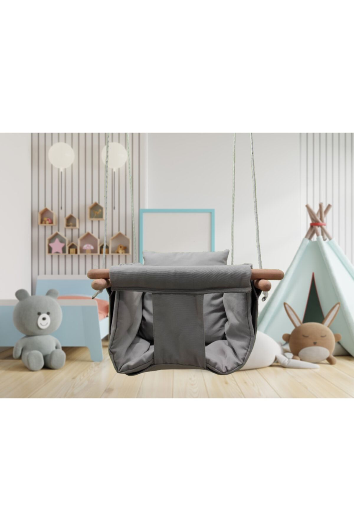 STOFFBAG Gri Bebek Çocuk Bahçe Salıncağı Hamak Tavan Salıncağı Ev Salıncağı Salincak