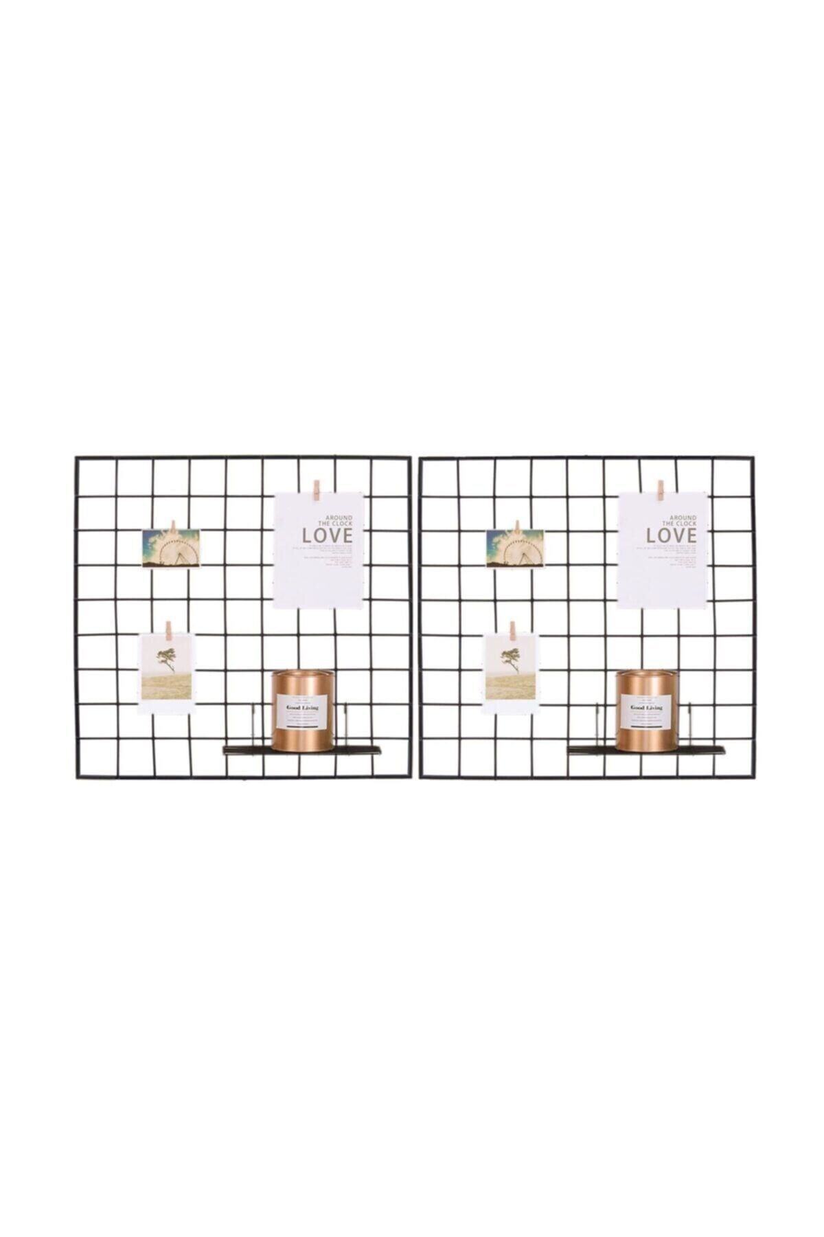 CMKStore Ikili Set Fotoğraf Askılığı Tel Pano 25x25 Cm Metal Duvar Askılığı