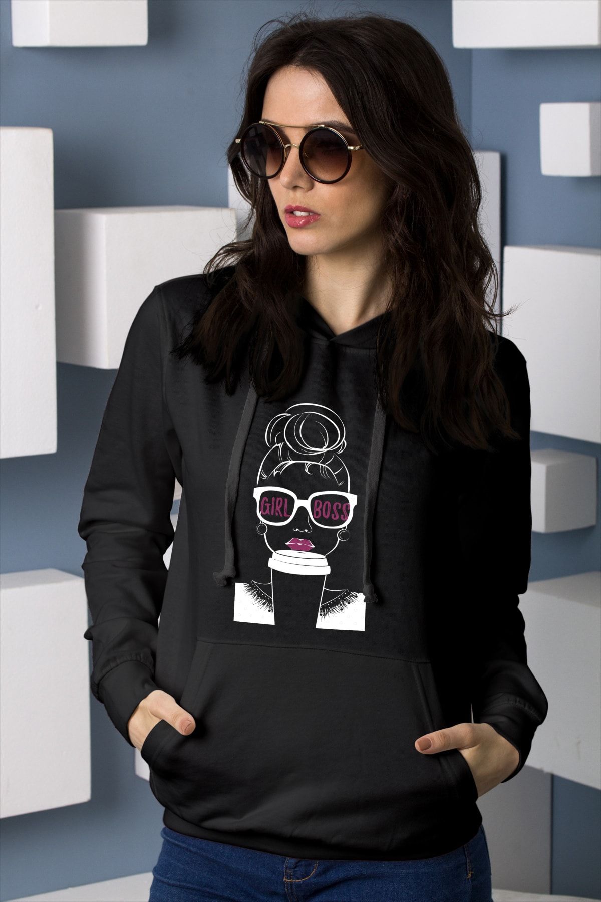 Grif Girl Boss Printed Hooded Sweatshirt Trendyol