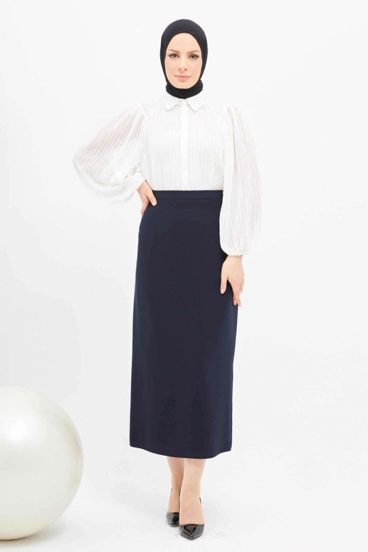 Gülsima Moda Lacivert Düz Kalem Etek Yırtmaçlı 1058