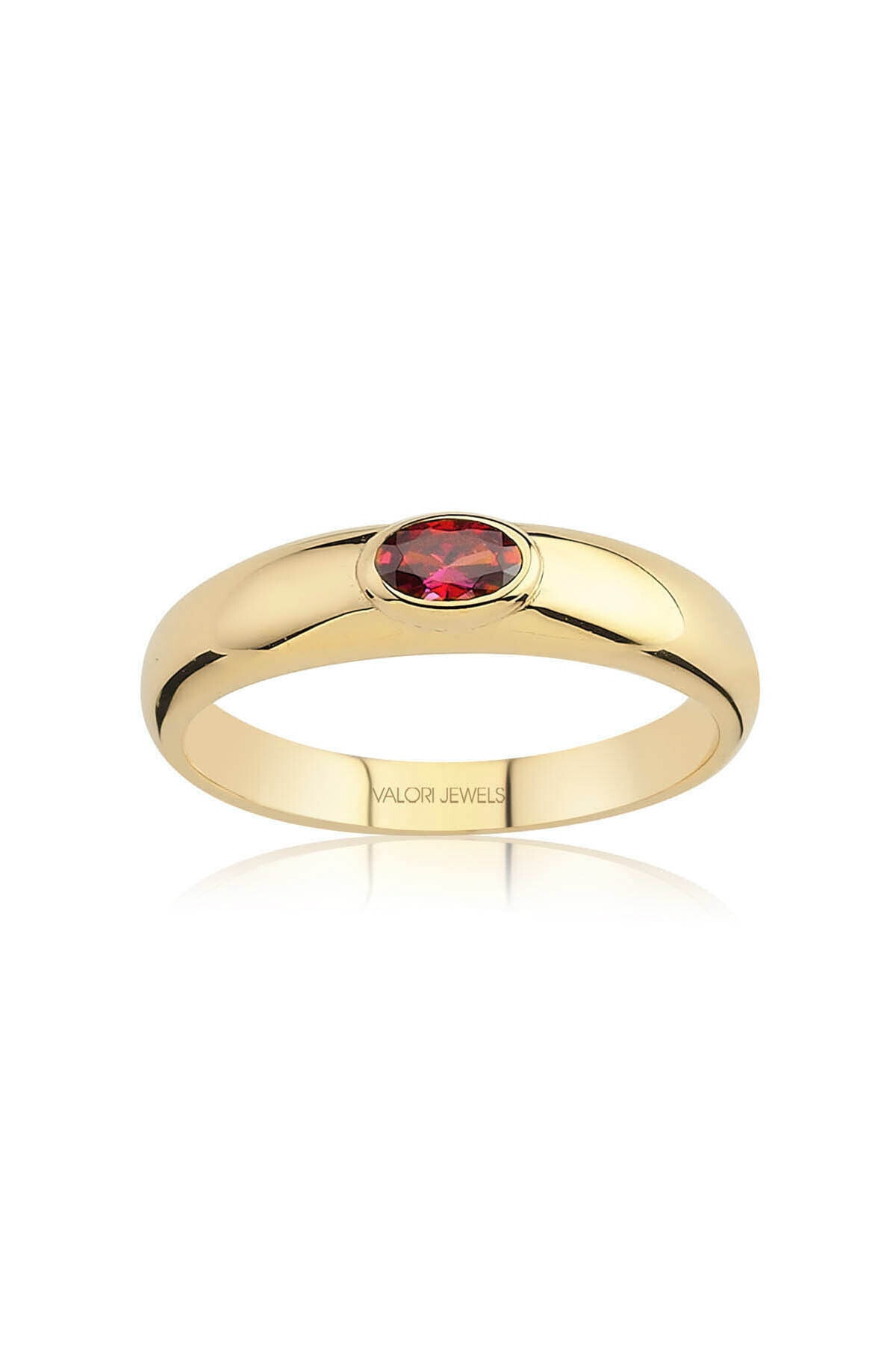 Valori Jewels 0.25 Karat Swarovski Zirkon Kırmızı Oval Taşlı Altın Rengi Gümüş Yüzük