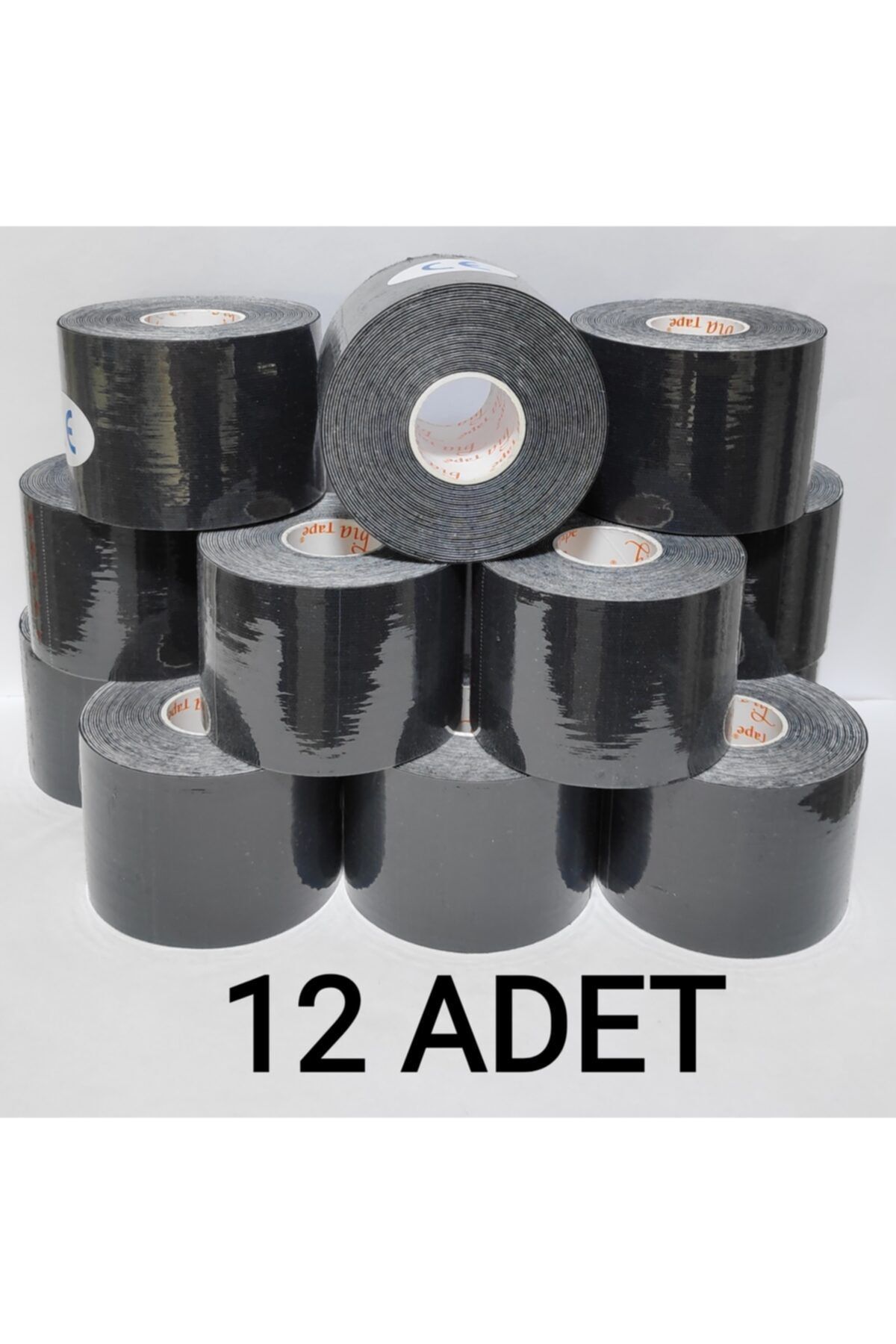 BiaTape - Siyah Rengi Sporcu Ağrı Bandı 12'li (pakette 12 Adet) Bia Tape Kinesio 5 cm X 5m
