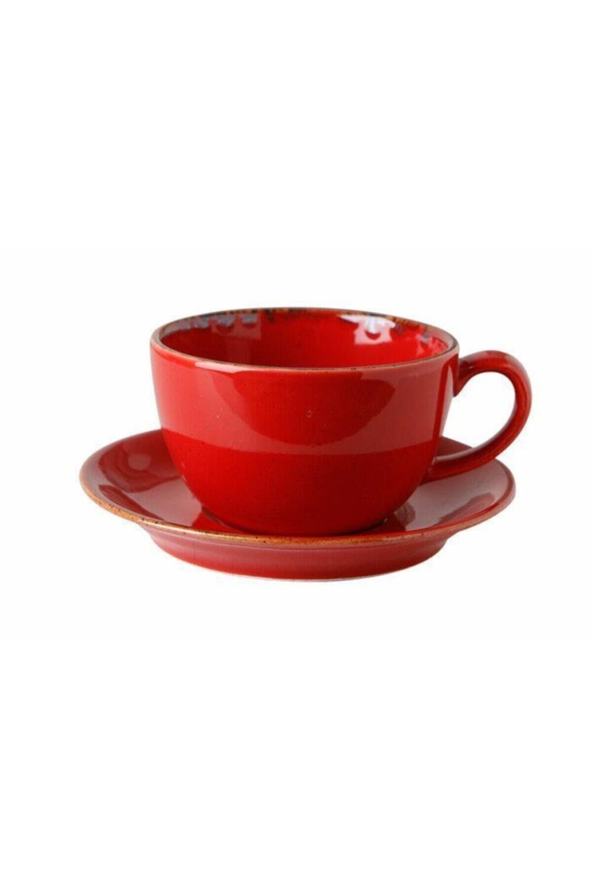 Porland Seasons Kırmızı Tabaklı Çay Fincanı 320cc