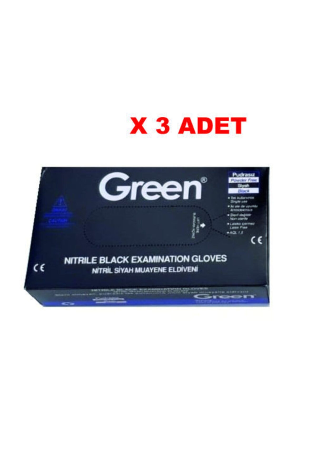 Green Nitril Siyah Pudrasız M Beden Temizlik Eldiveni - ( 3 x 100 Adet)