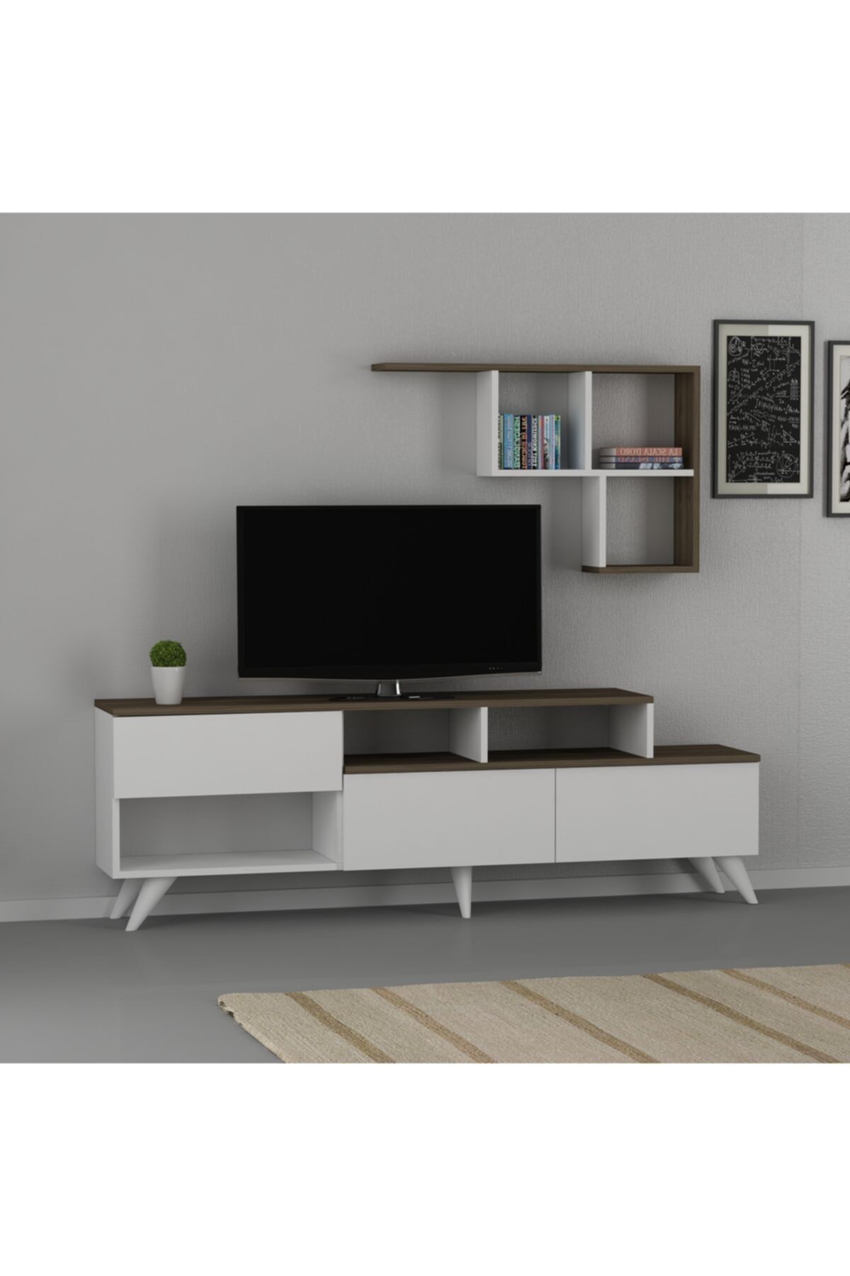 arnetti hazan tv unitesi yasam odasi salon ve oturma odasi tv sehpasi beyaz ceviz fiyati yorumlari trendyol
