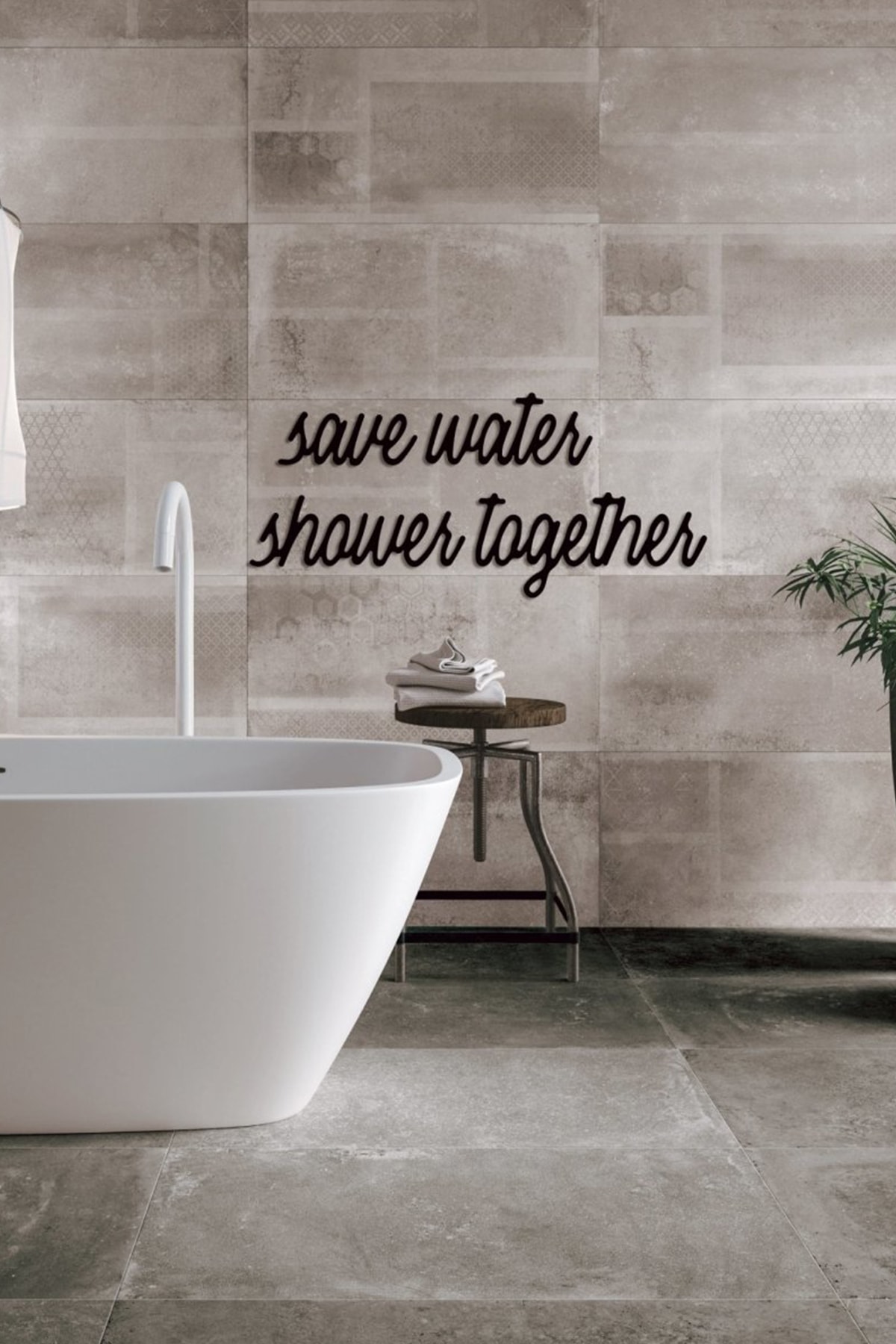 Northshire Save Water Shower Together - Dekoratif Metal Dekor Duvar Tablo - Duvar Süsü