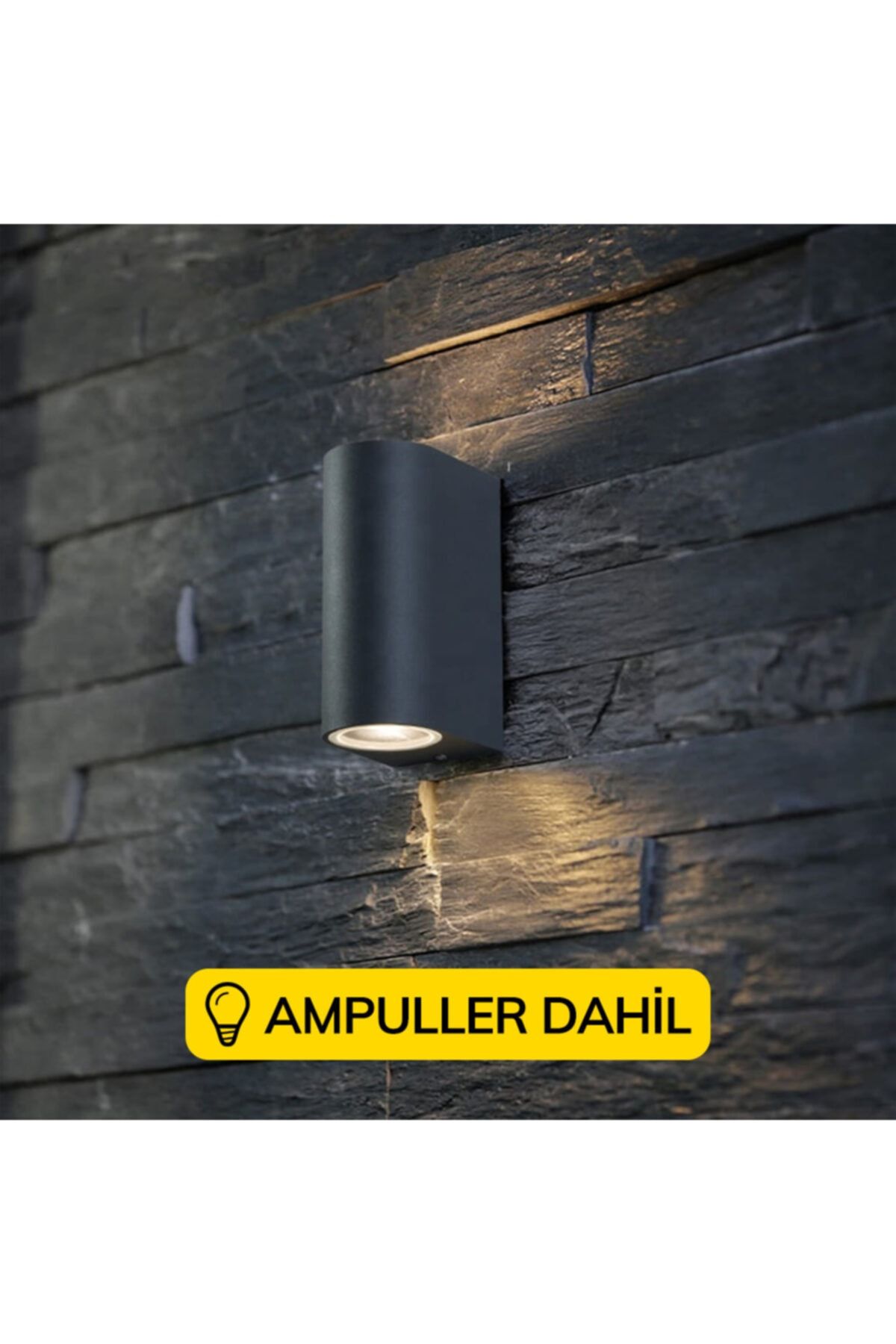 fullreyon Çift Yönlü Dekoratif Antrasit Aplik - Beyaz Işık Ampüller Dahil