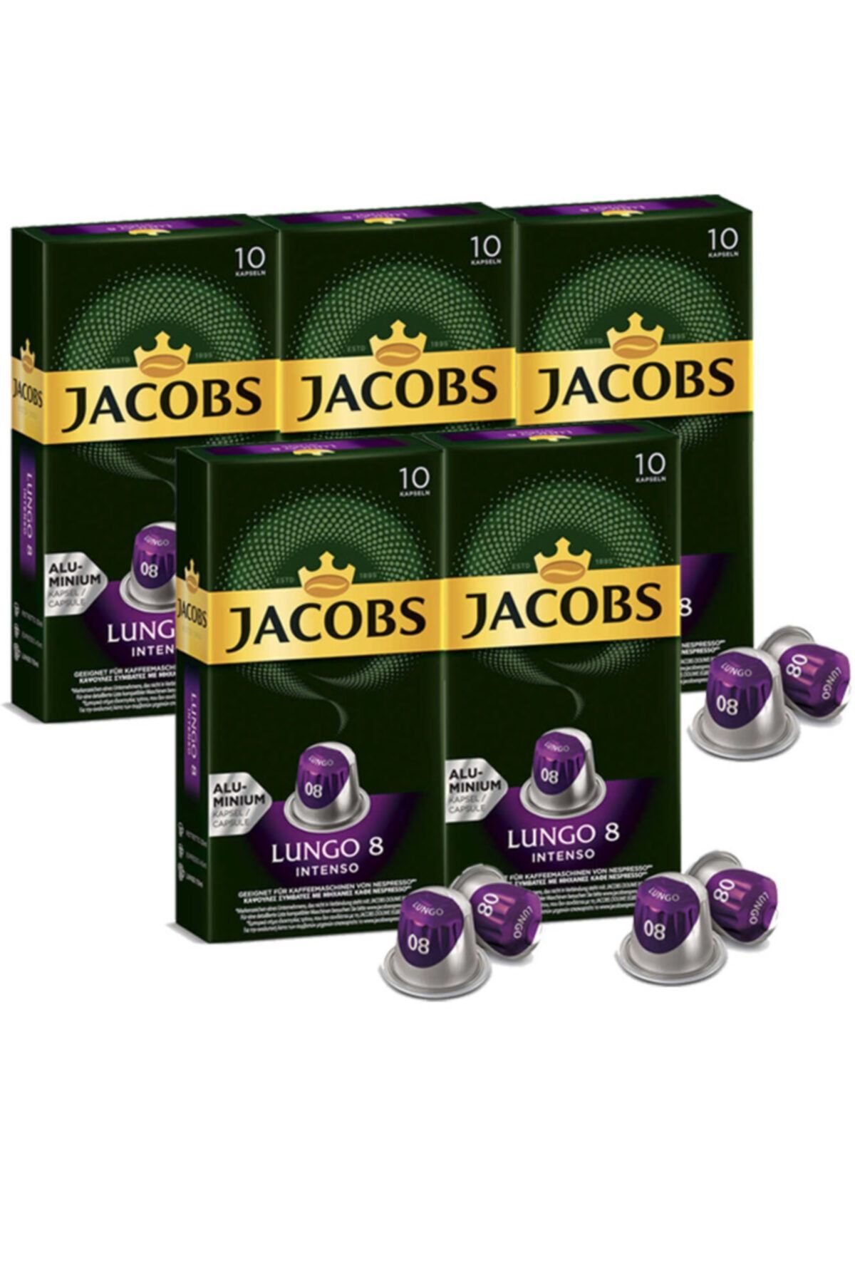 Jacobs Lungo Intenso 8 Kapsül Kahve 10 Adet  5 Paket