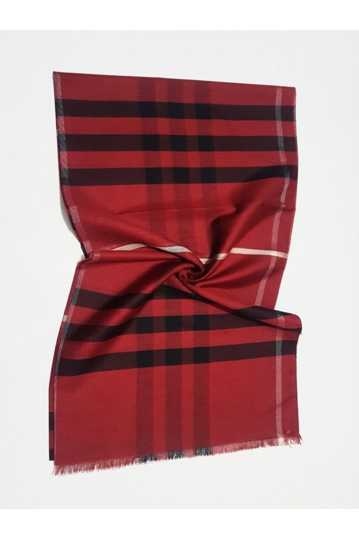 Burberry Brit Kadın  Bordo - Siyah Ekose Ipek Şal