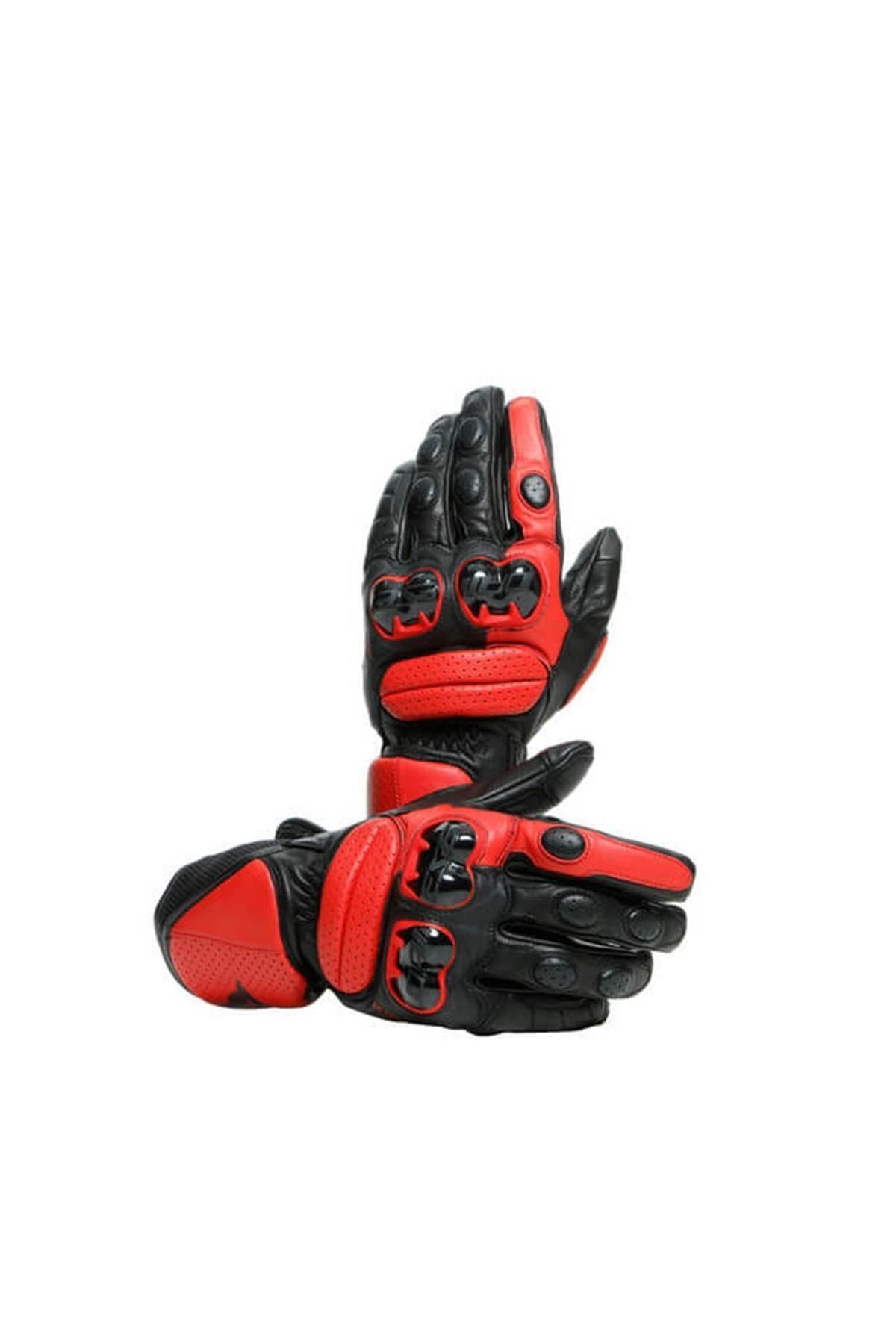 Dainese Impeto Deri Eldiven Black Lava Red