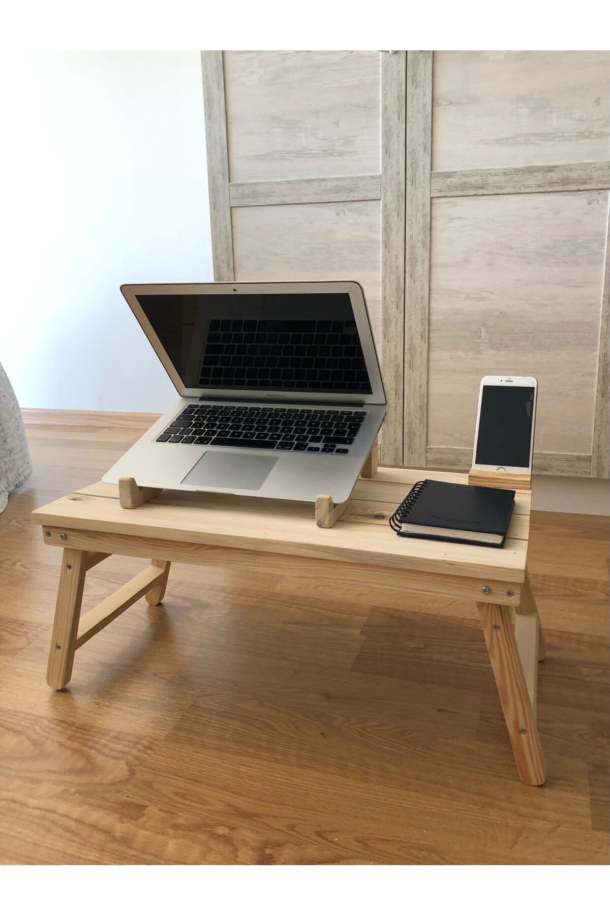 MİORRA Doğal Ahşap Modern Katlanır Laptop Sehpası