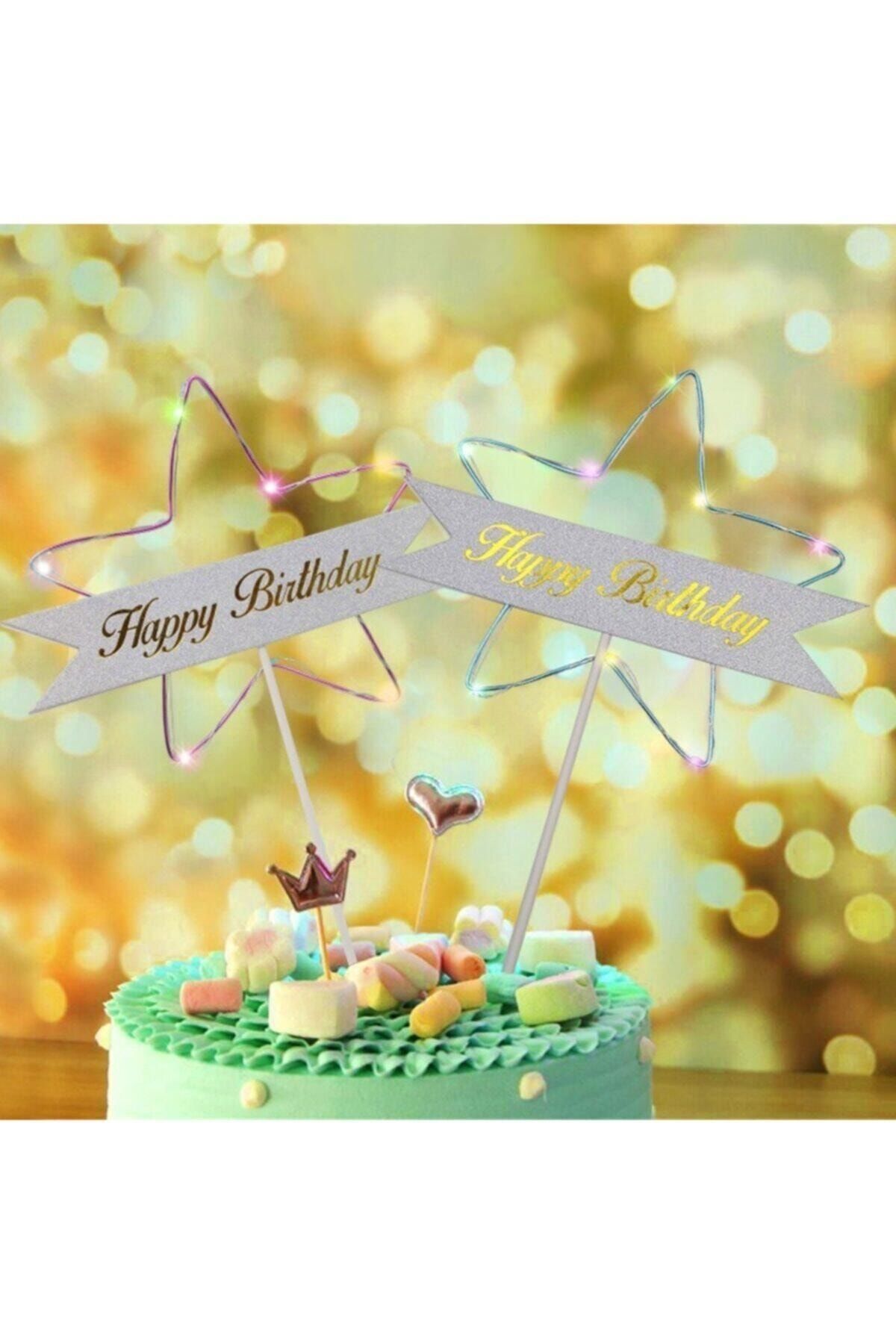 Parti Station Led Işıklı Happy Birhtday Pasta Süsü