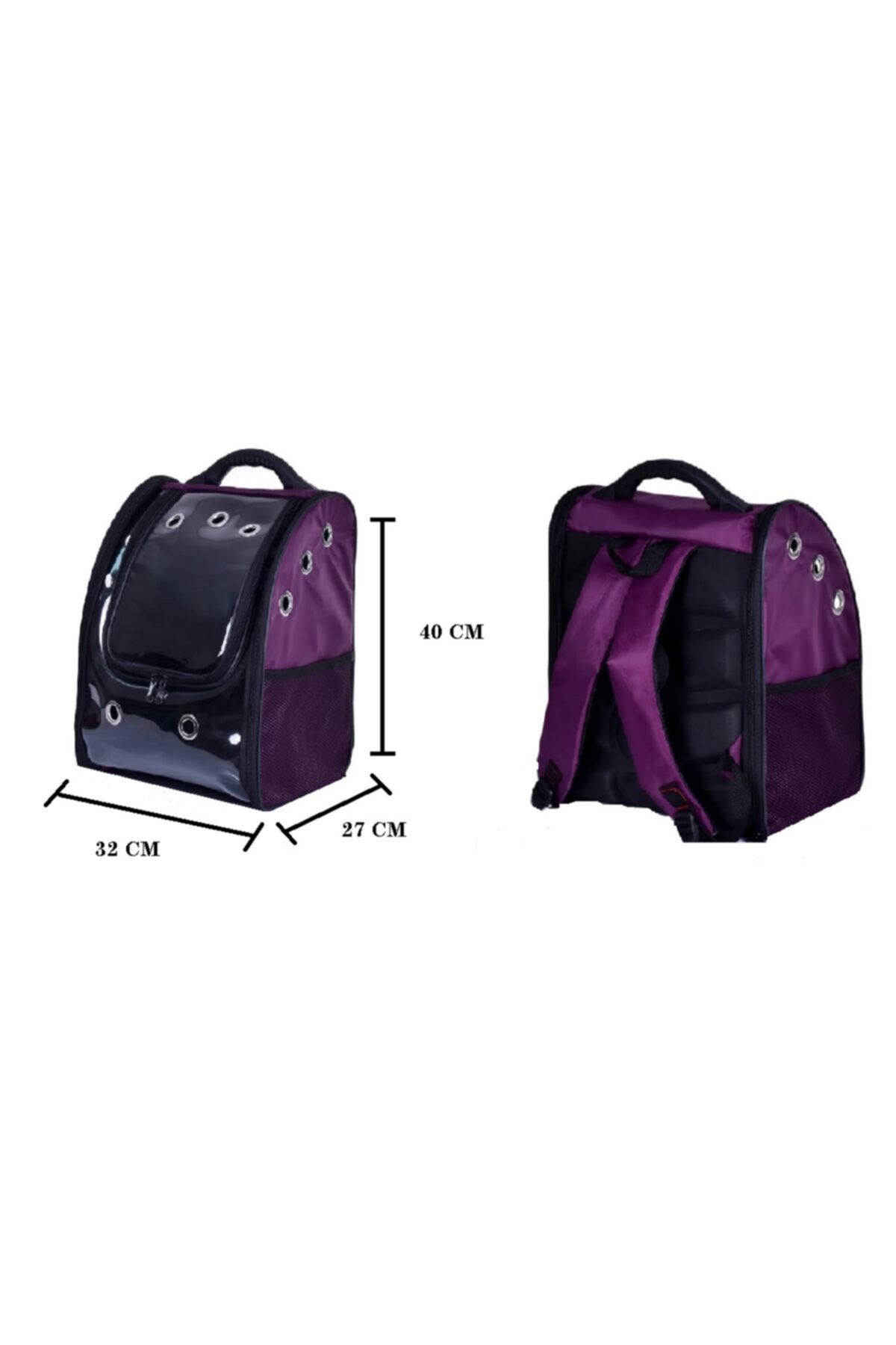GND PET Astronot Şeffaf Köpek & Kedi Taşıma Sırt Çantası Mor 32 X 27 X 40 Cm