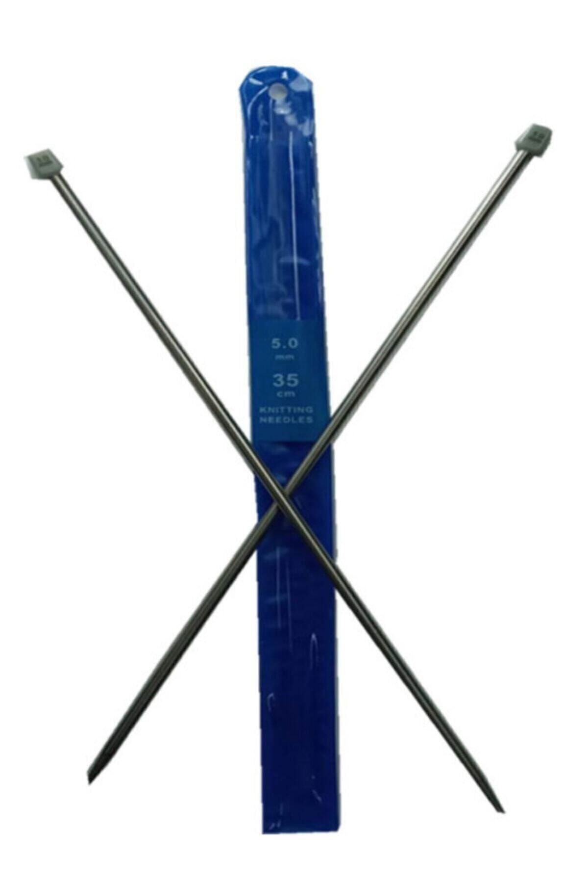 Staınless Opal Metal Şiş No :5 Mm Düz Örgü Şişi 35 Cm