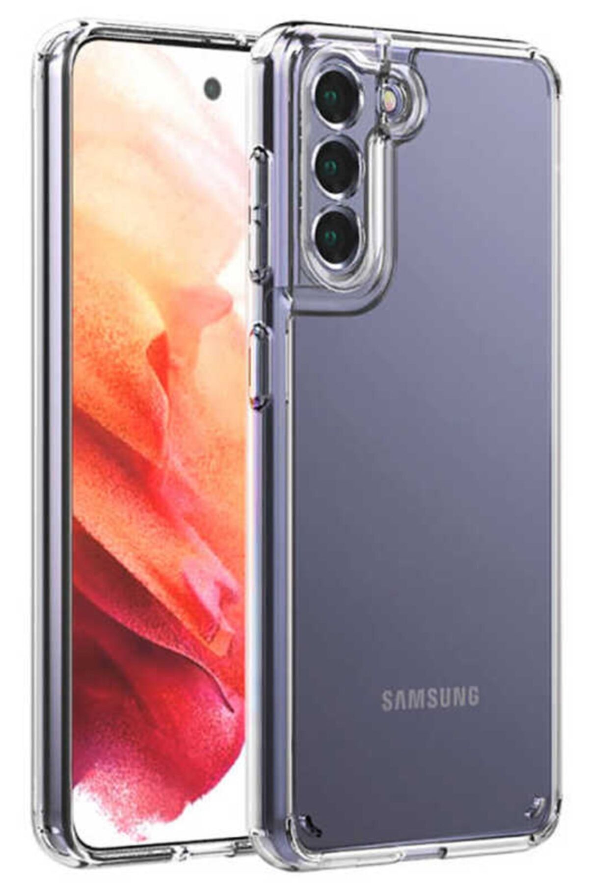 Samsung Galaxy S21 Kılıf Sert Şeffaf Köşe Korumalı Hibrit Kapak