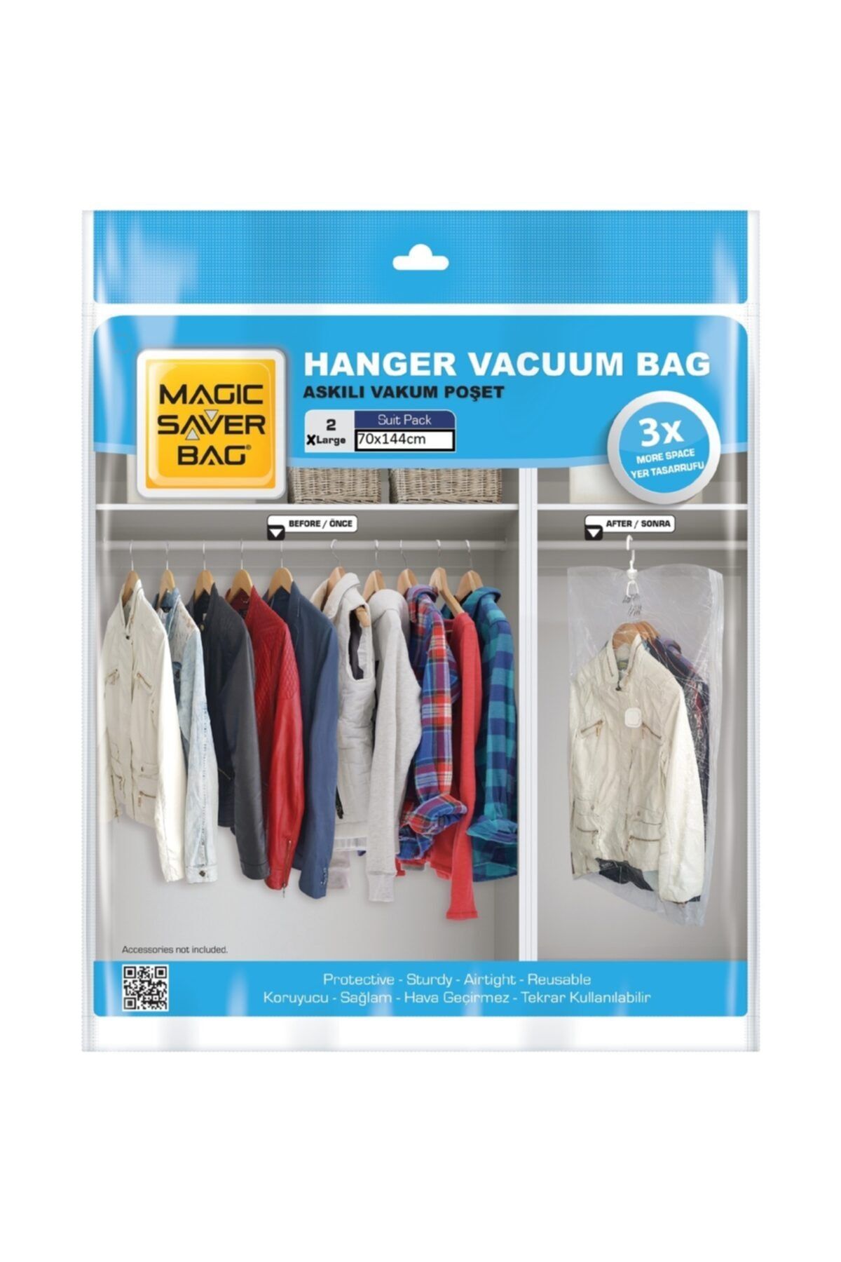 Magic Saver Bag Askılı Vakumlu Poşet Seti (xl) 70x144cm 2'li
