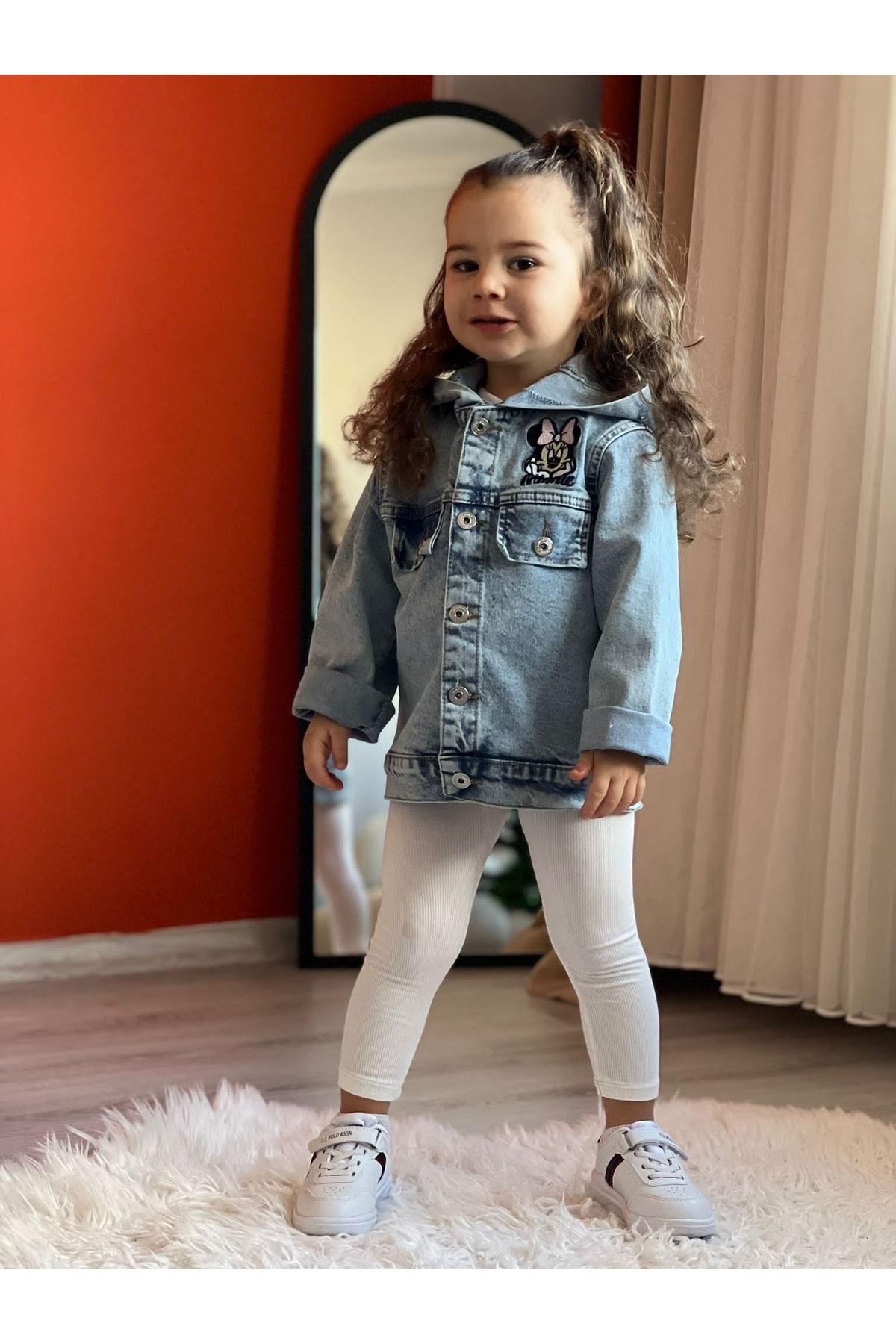 C N Kids Girl s Hooded Minnie Embroidered Seasonal Denim Jacket