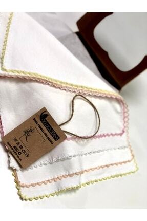 %100 Pamuklu Çift Katlı Kroşeta Oyalı Bebek Mendili (4 Adet 22x30 Cm) Image 0