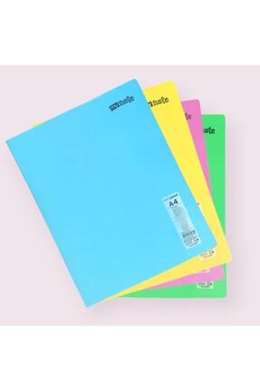4 Adet A4 80 Yaprak Kareli Dikişli Pastel Renkler Plastik Kapak Defter 60gr Beyaz Sayfa (karma Renk Image 0