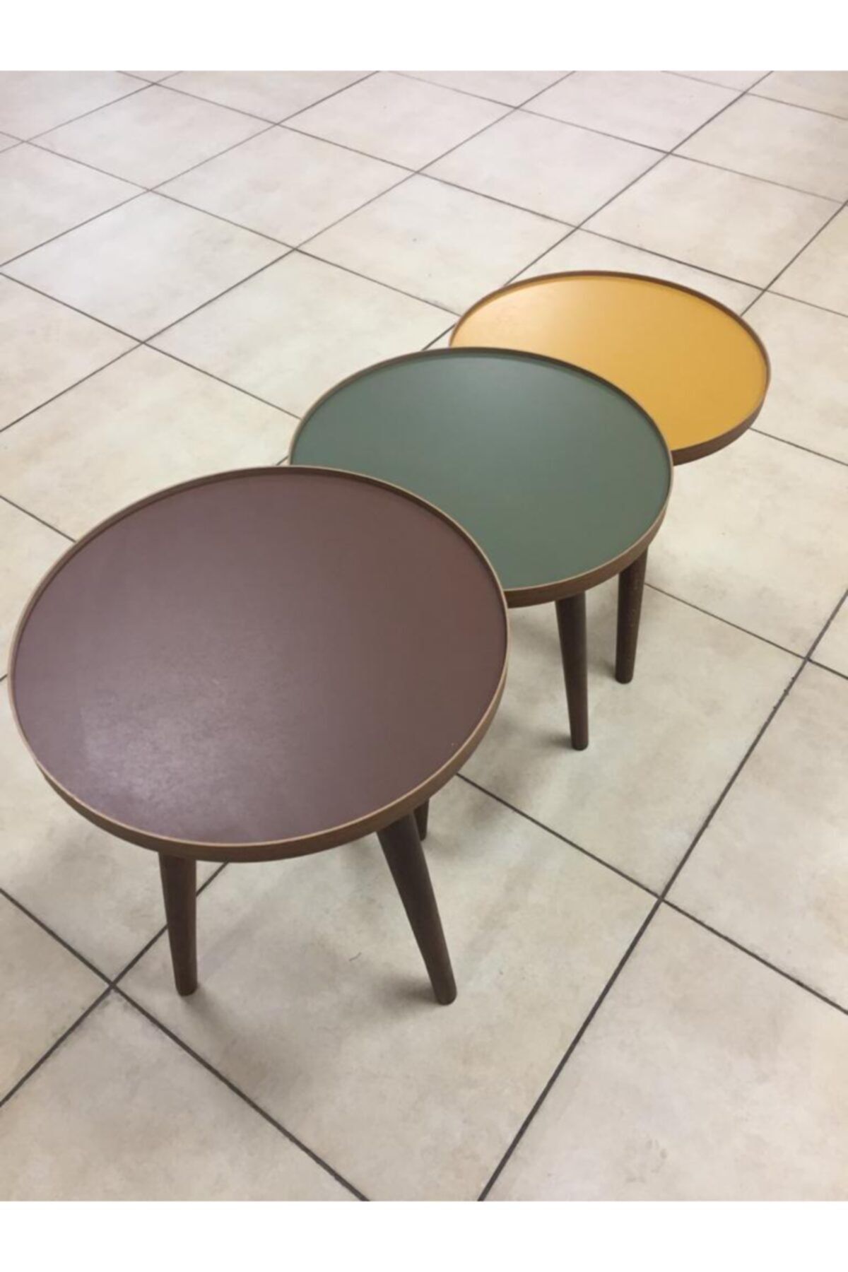 damila 3'lü Zigon Sehpa 16mm Veya 18mm 1.kalite Mdf Tabla (kahve - Mint Yeşili - Zerdeçal)