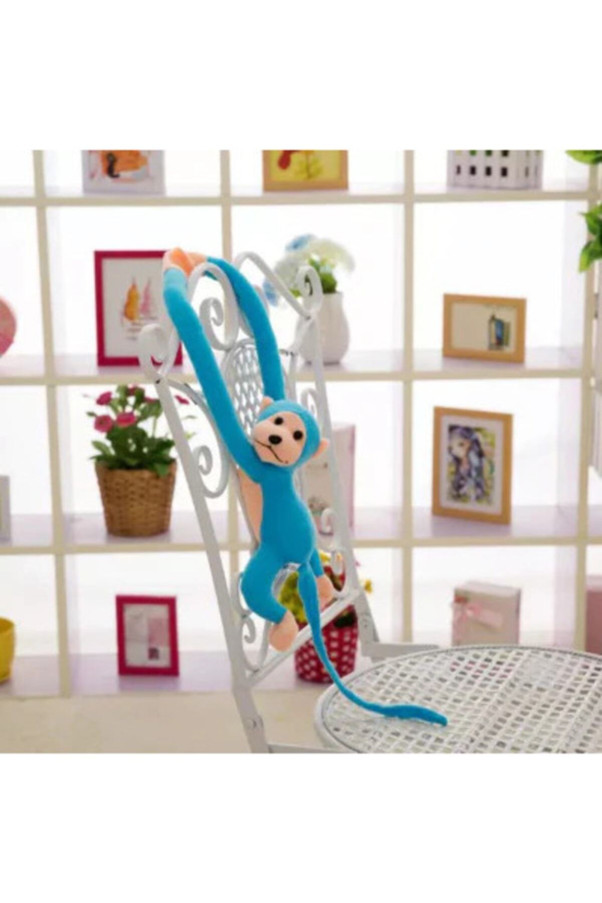 cosy home gift Sevimli Sarılan Maymun Büyük Boy Mavi Peluş Çığlık Sesli El Kuyruk Boy Dahil 68 Cm