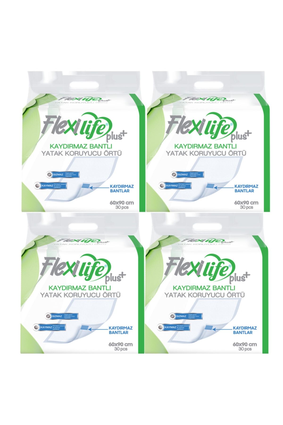 Flexi Life Plus Kaydırmaz Bantlı Hasta Yatak Koruyucu Örtü 60x90 cm 30'lu 4 Paket 120 Kullanım
