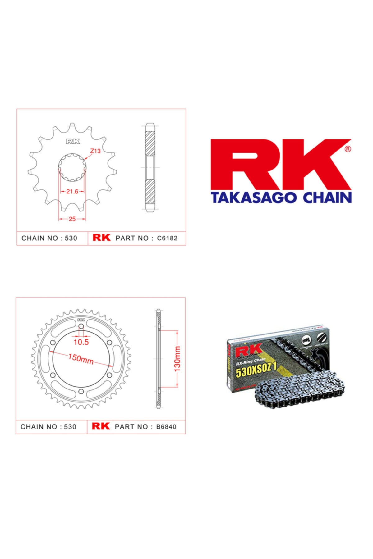 RK Yamaha Fzs 600 Fazer X-ring Zincir Dişli Set 530 Xso-15/48t(2002-2003)