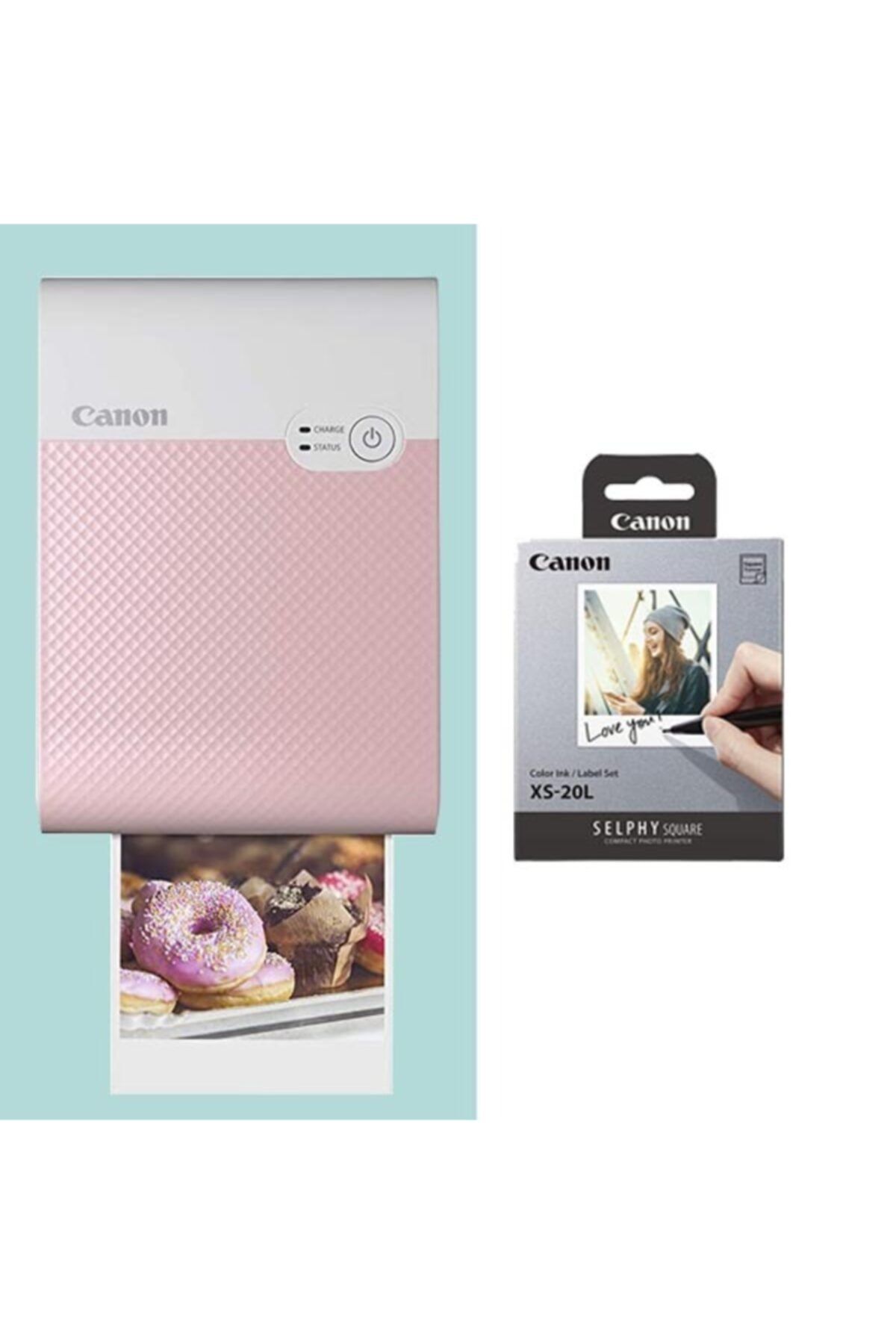 Canon Selphy Square Qx10 Fotoğraf Yazıcısı Pembe + Xs-20l Baskı Kağıdı Seti 20’li