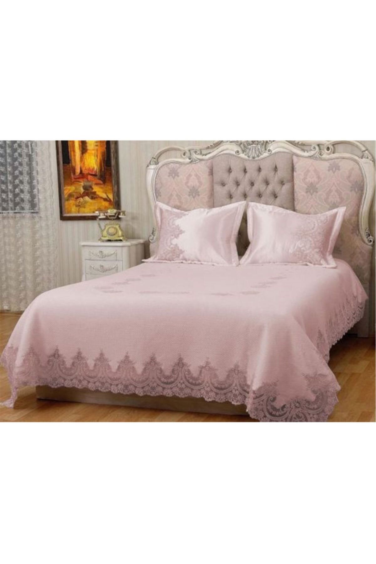 Evlen Home Mihrimah Pudra Çift Kişilik Pike Takimi 6 pcs
