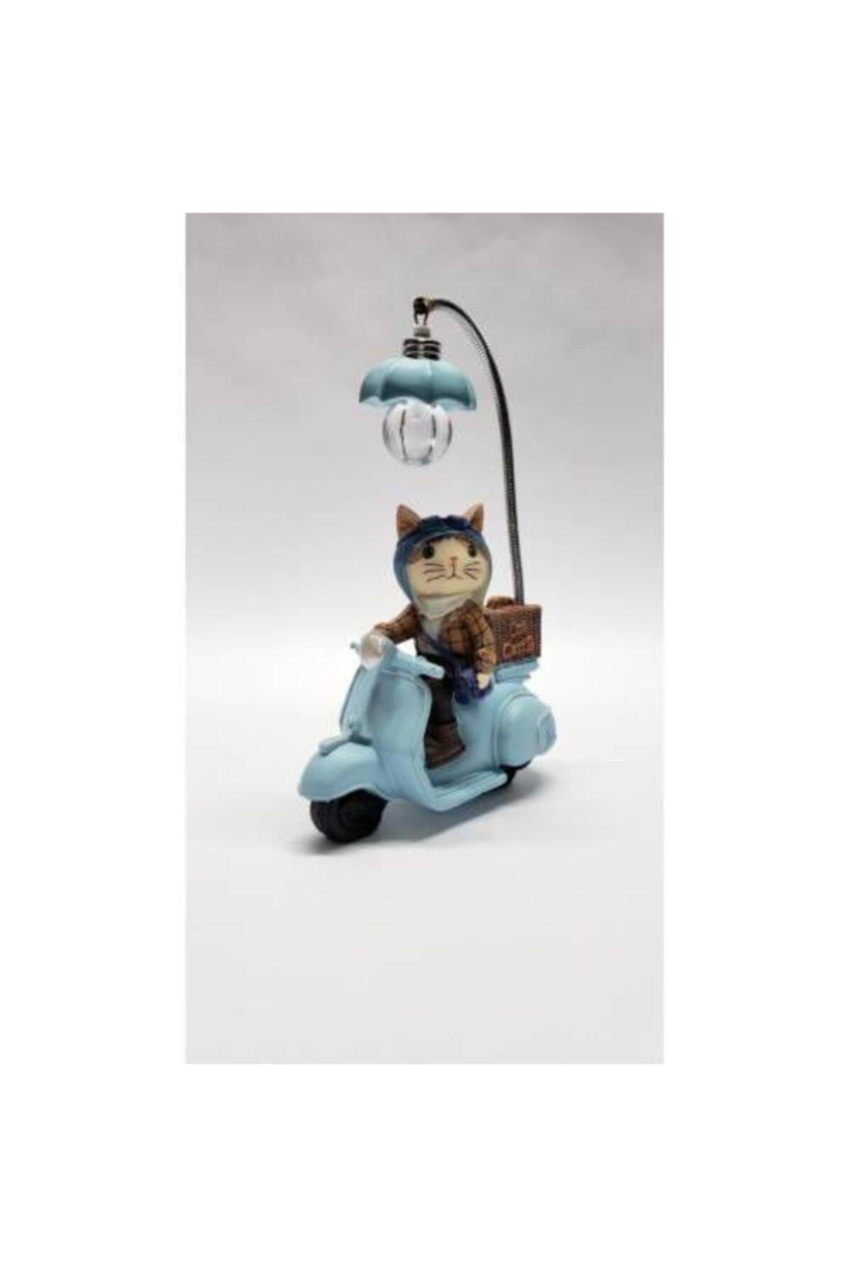 SHIVA Gift&More Prens Kedi Wespa Üzerinde Işıklı Kedi Biblo Masa Lambası