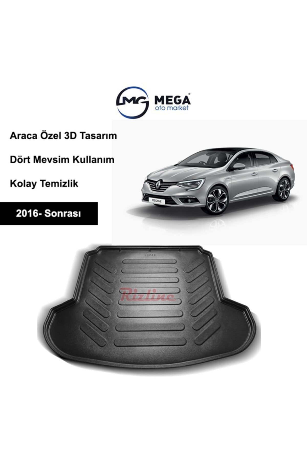 Rizline Renault Megane 4 2016- Sonrası Çift Kulak Bagaj Havuzu