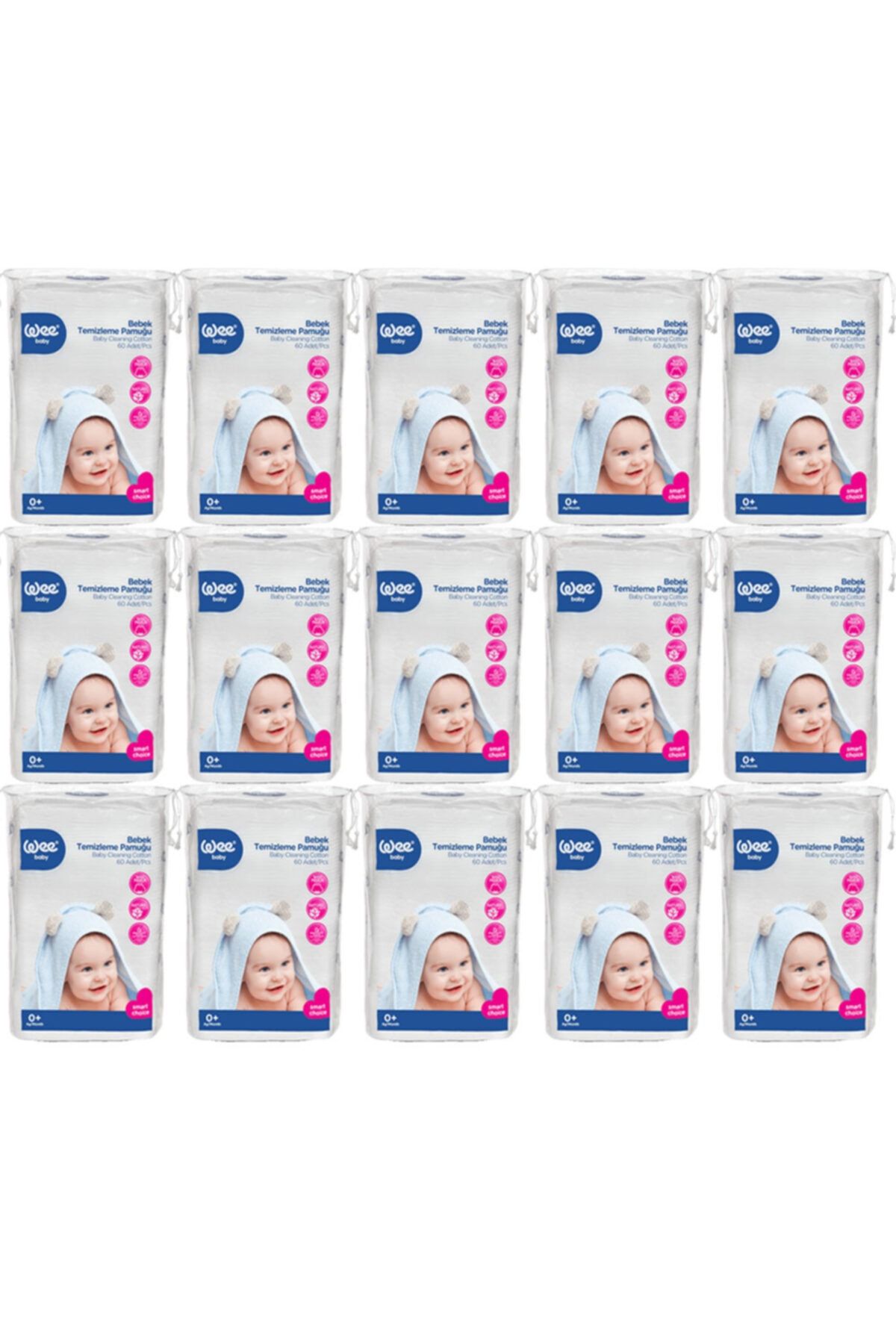 Wee Bebek Temizleme Pamuğu 60'Lı 15 Paket