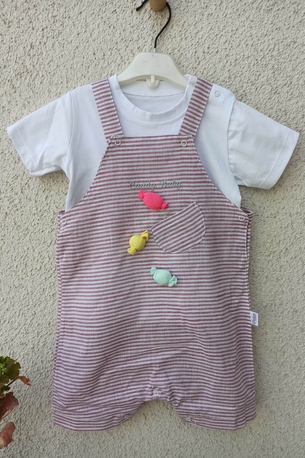 Babydonat Erkek Bebek  Füme Candy Şekerli Tulum 6-9-12-18 Ay