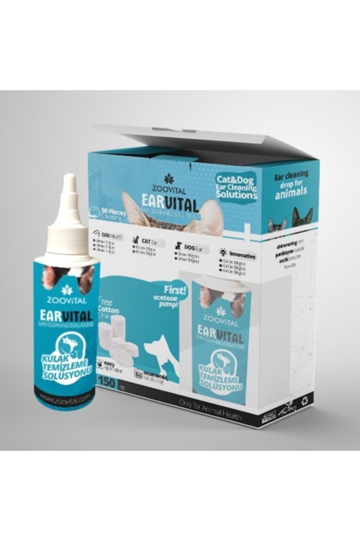 Zoovital Kedi Köpek Kulak Temizleme Solüsyonu 150ml (disk Pamuk Hediyeli)