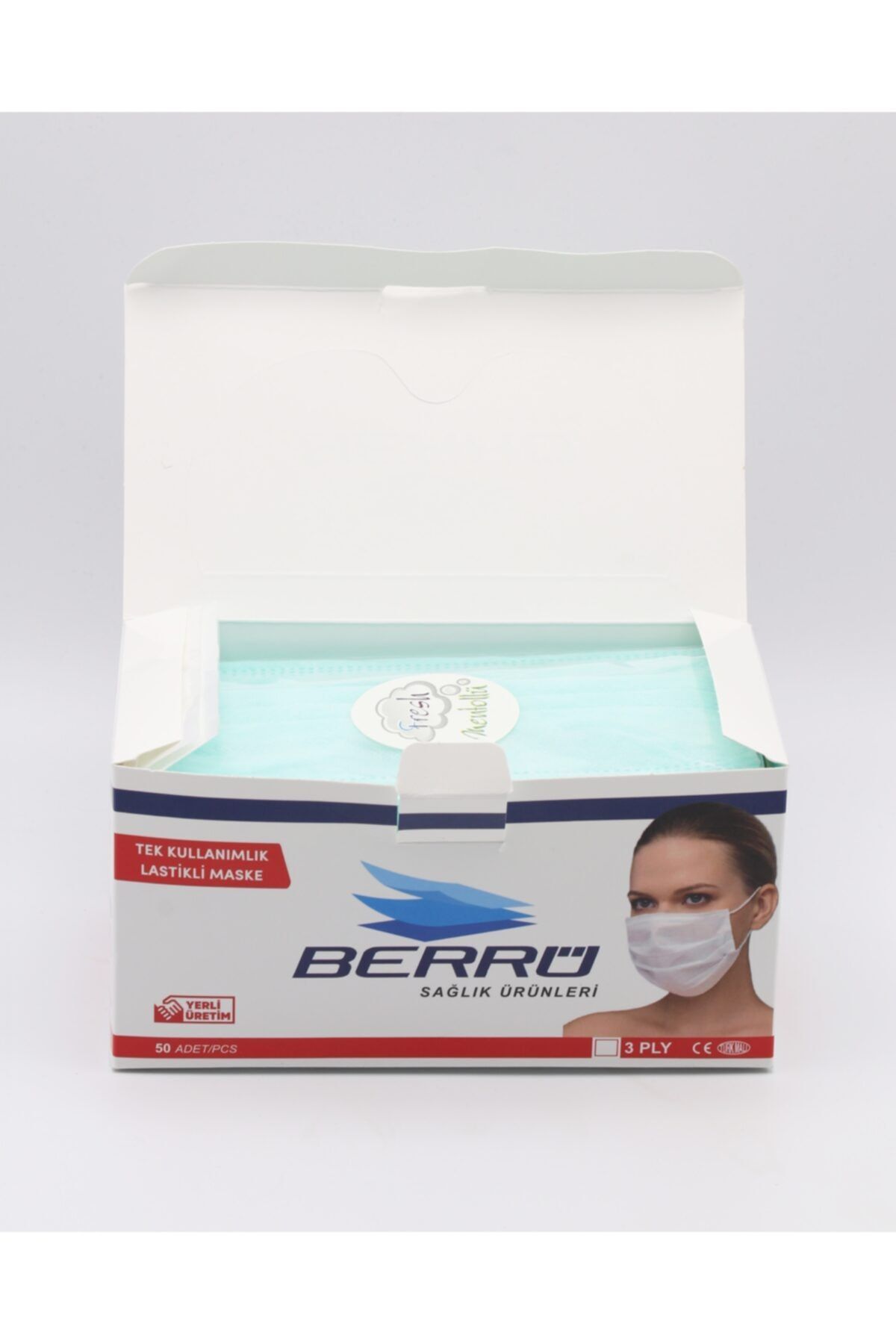 berru 3 katli mentollu full ultrasonik burun telli maske 50 adet fiyati yorumlari trendyol