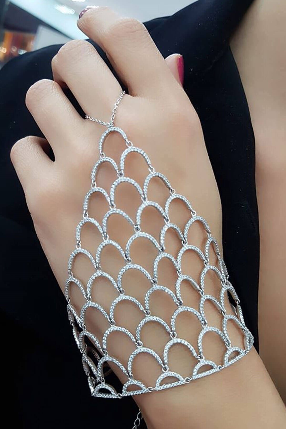 OSESHOP Zirkon Taşlı Lüks Gümüş Şahmeran