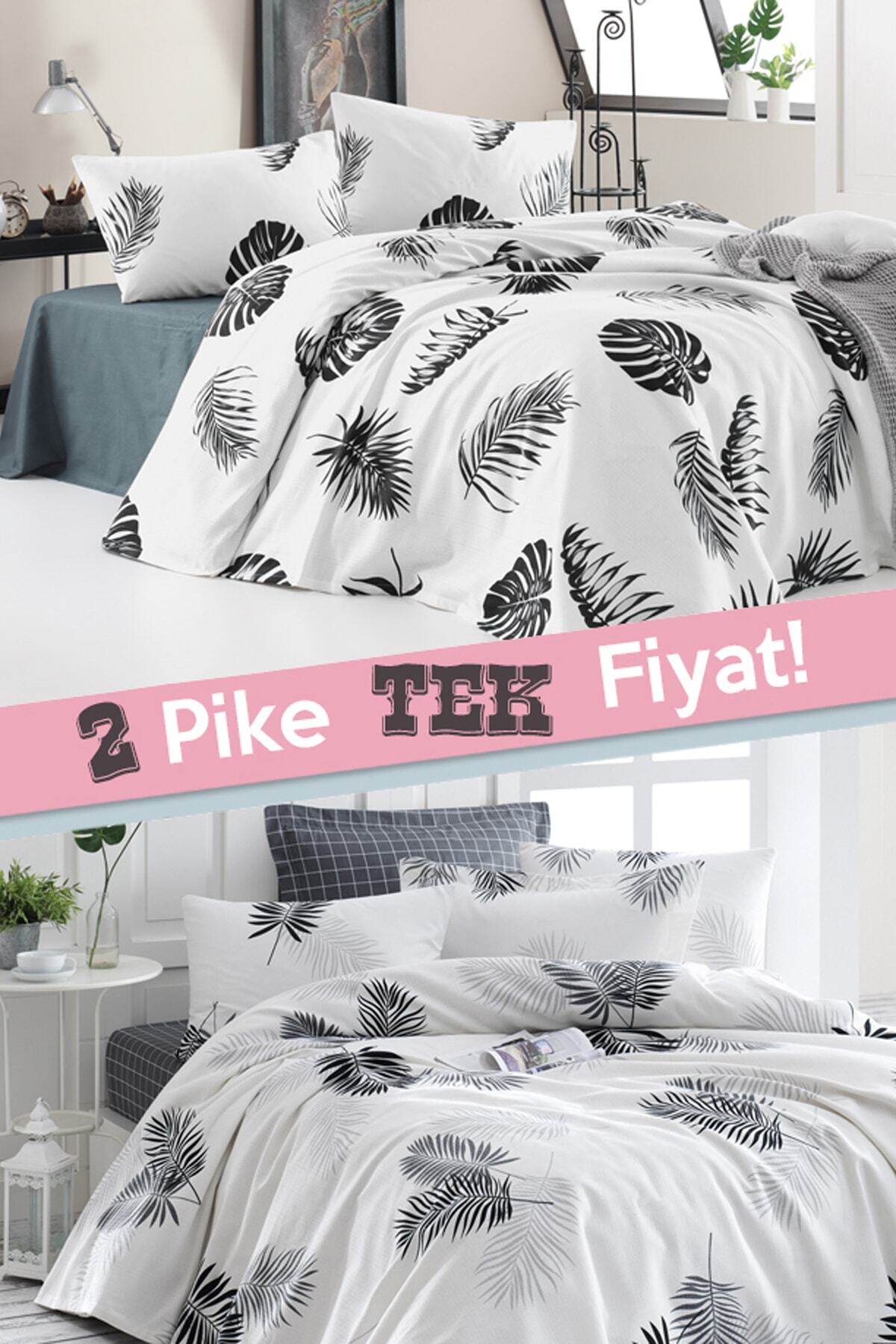 Enlora Home %100 Doğal Pamuk 2li Pike Örtü Tek Kişilik Dominik + Pipong