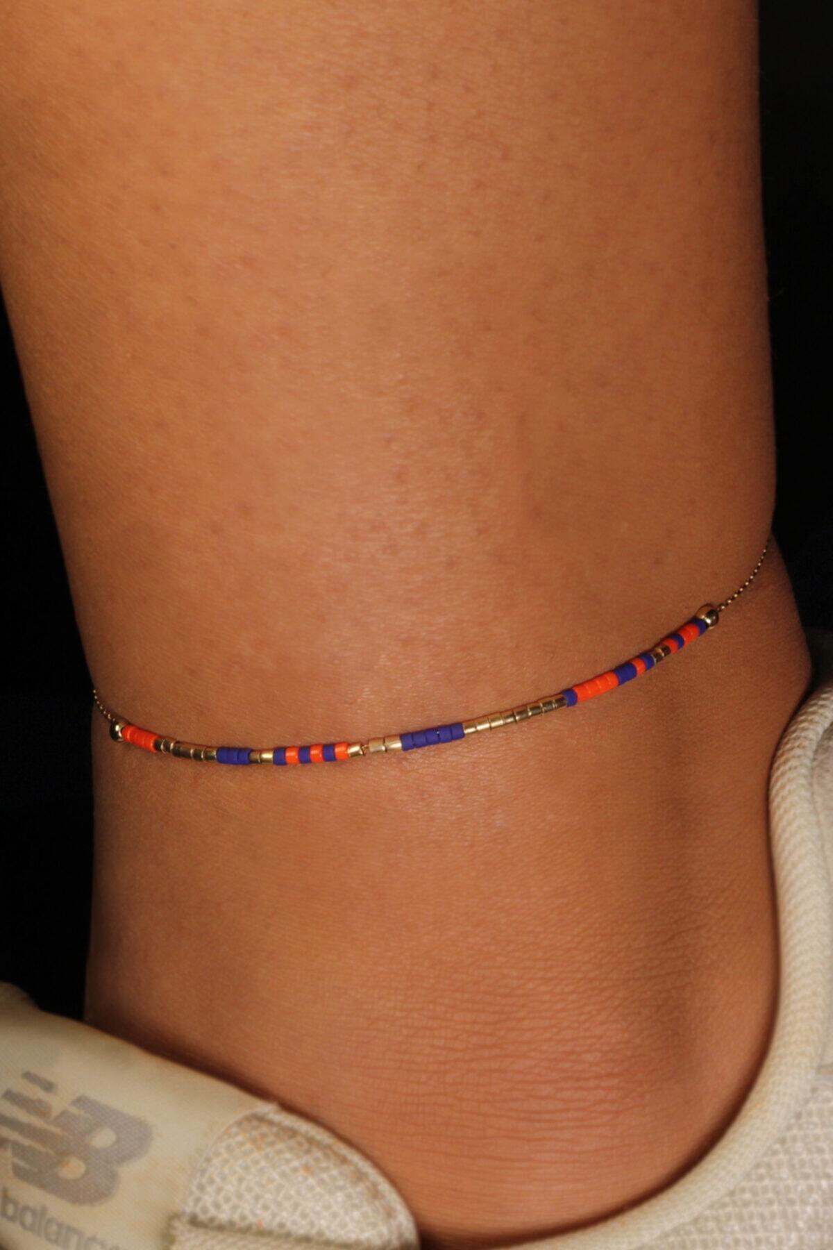 Adil İdil Kuyumculuk Renkli Boncuk Sıralı Halhal