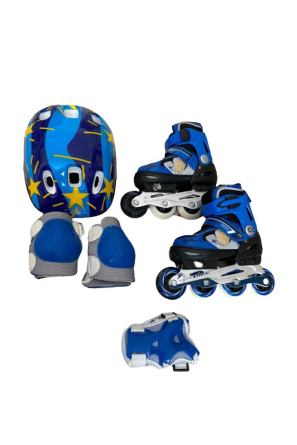 Furkan Unisex Mavi Ayarlanabilir Işıklı 2 In 1 Paten