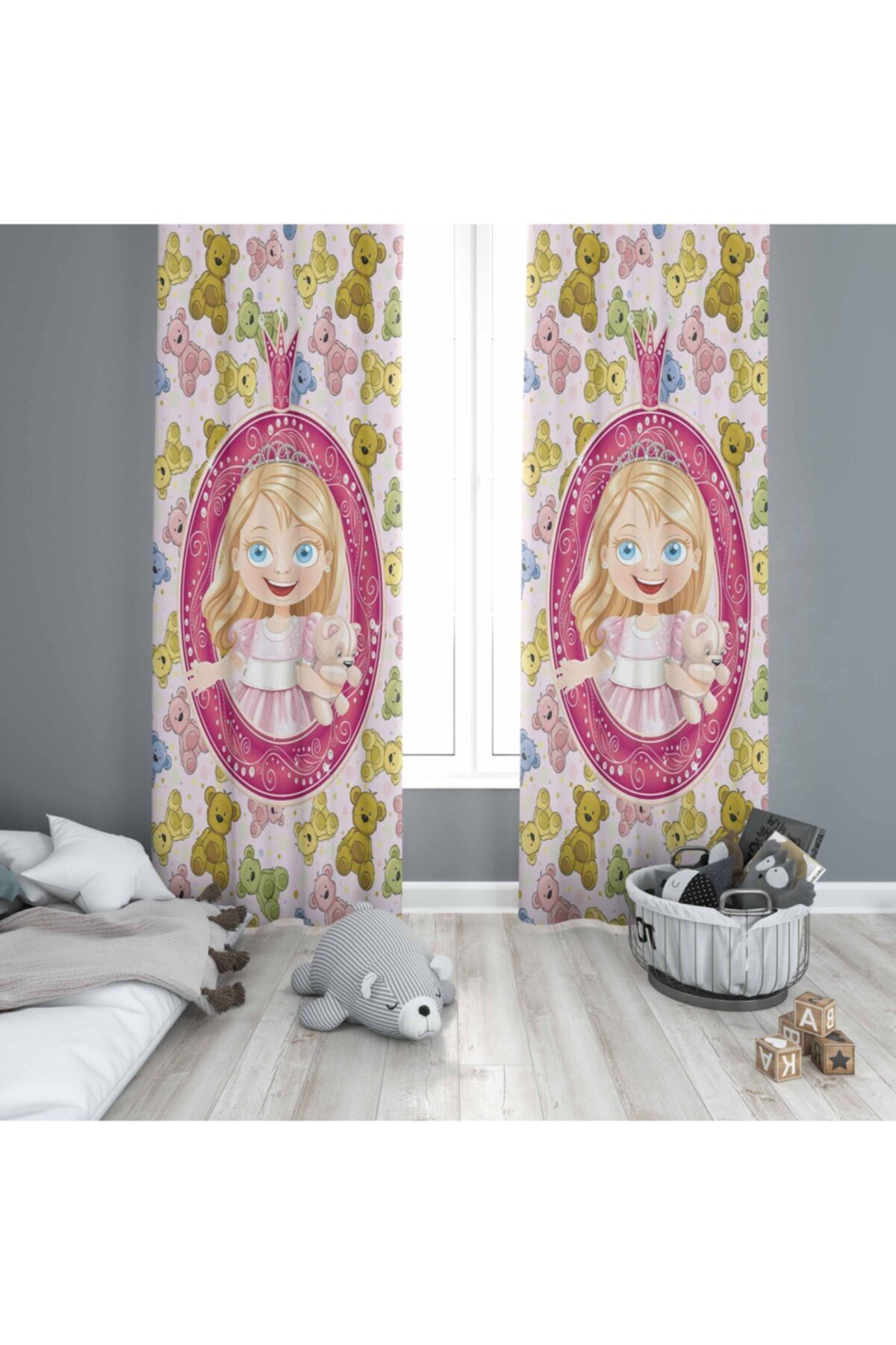 Osso Halı Osso Renkli Ayıcıklar Kız Çocuk Odası Modern 3d Desenli Fon Perde
