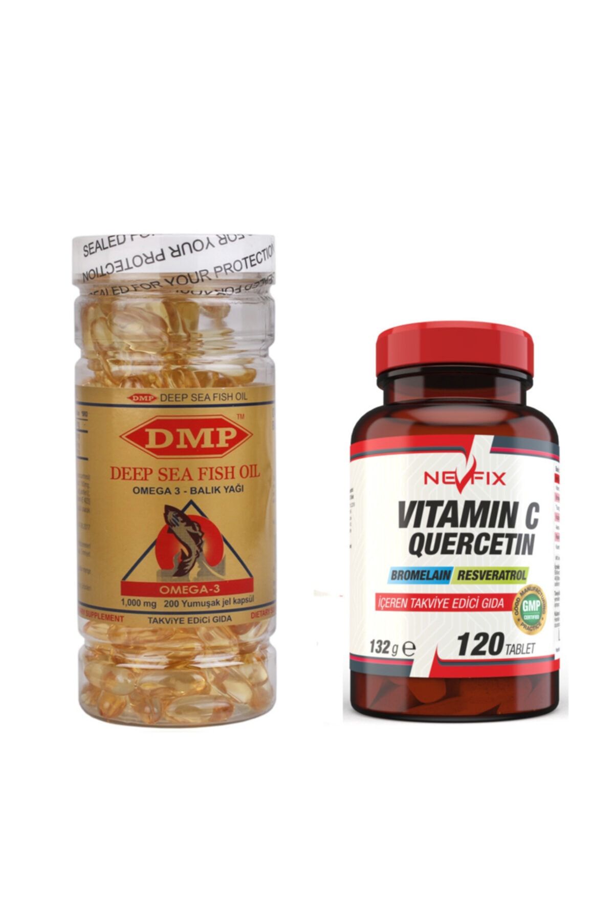 Nevfix Vitamin C 1000 Mg 120 Tablet Omega 3 Balık Yağı 1000 Mg 200 Kapsü