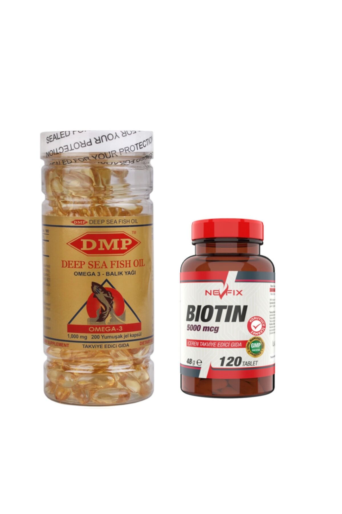 Nevfix Biotin 5000 Mcg 120 Tablet Omega 3 Balık Yağı 1000 Mg 200 Kapsül