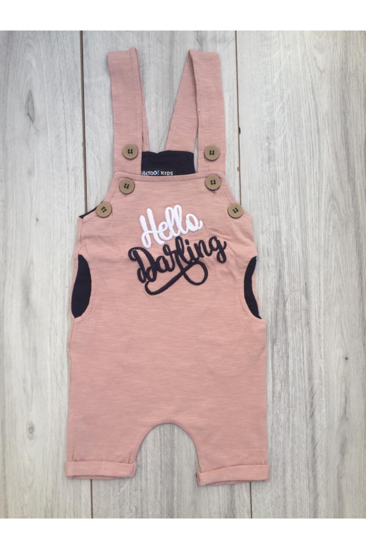 NAZLI KİDS Kız Çocuk Pembe Hello Darling Tulum Salopet