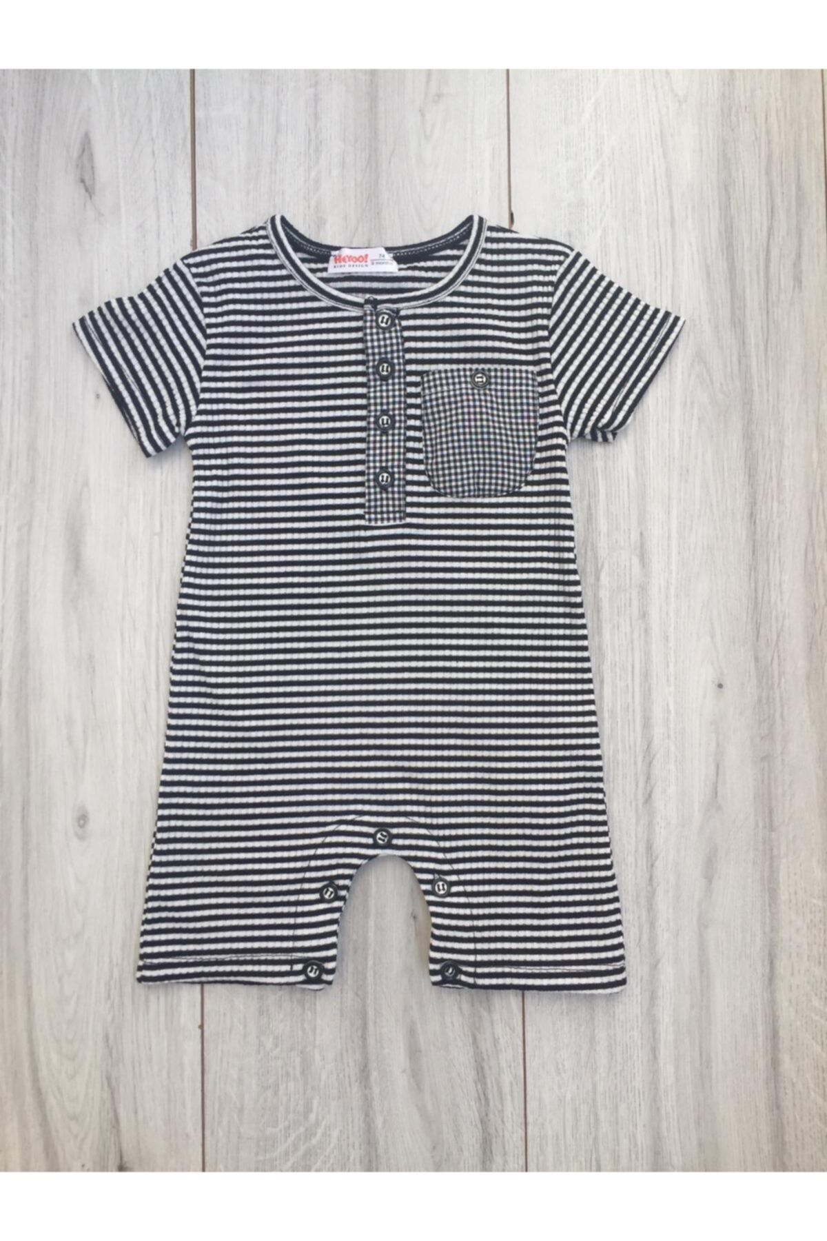 NAZLI KİDS Kız Bebek Çizgili Salopet Tulum