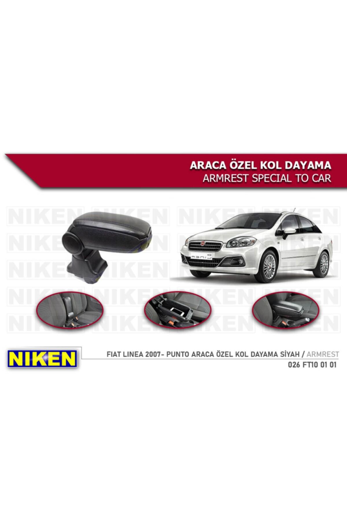 Niken Fiat Linea 2007 2008 2009 2010 2011 2012 2013 2014 2015 2016 2017 Model Araca Özel Kol Dayama Kolçak