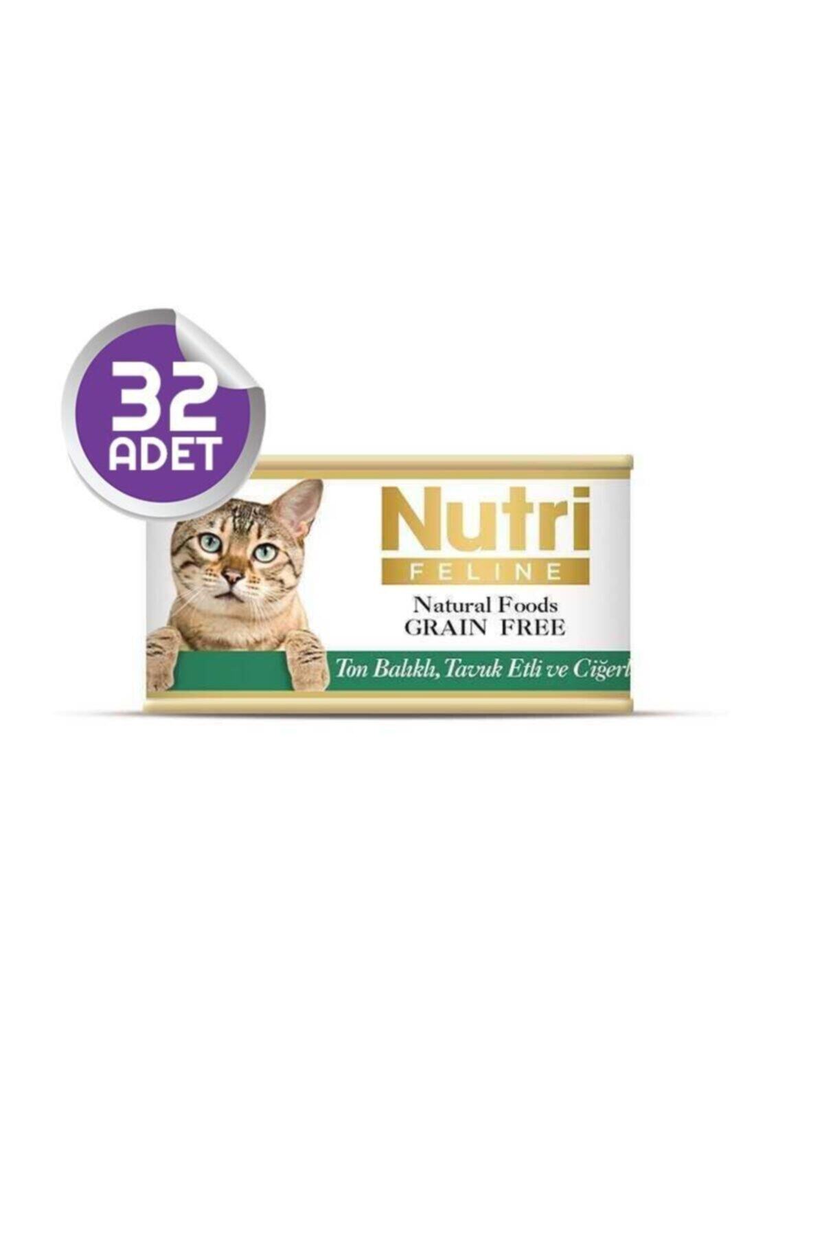 Nutri Feline Tahılsız Ton Balık Tavuk Ciğerli Kedi Konservesi 85 gr 32 Adet