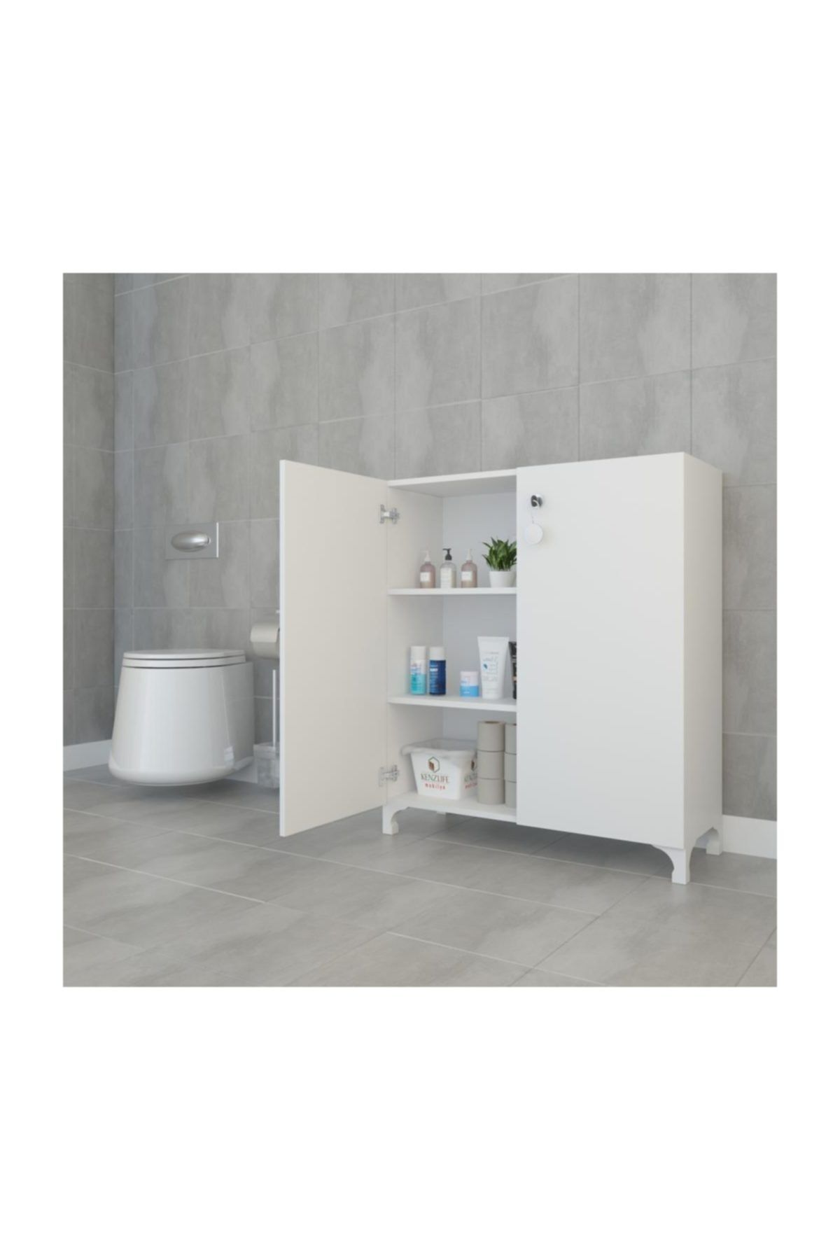 Kenzlife mutfak dolabı çilem 108*070*032 byz kilitli ayaklı banyo evrak ofis kitaplık