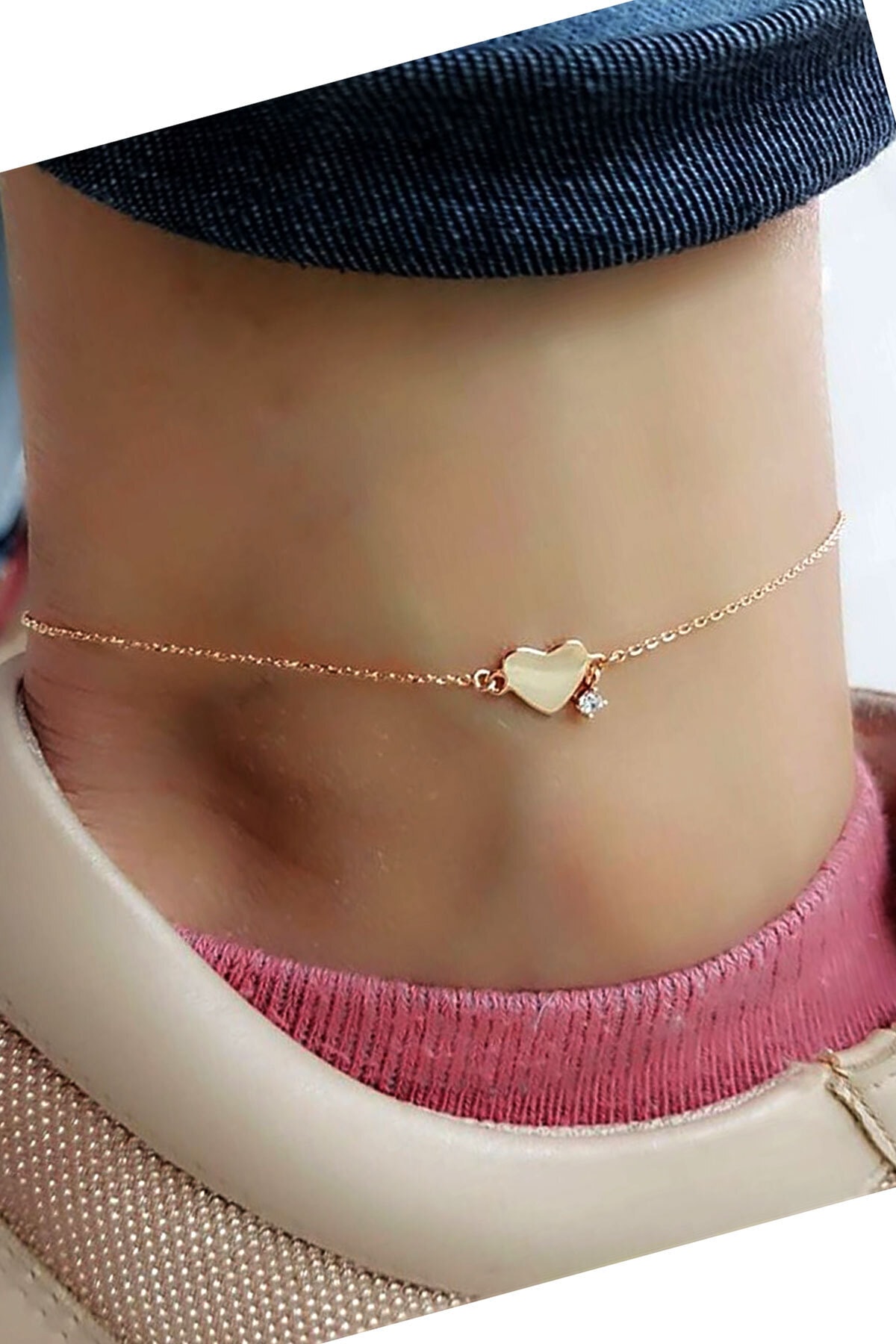 OSESHOP Kalp Figürlü 925 Ayar Gümüş Aşk Halhalı