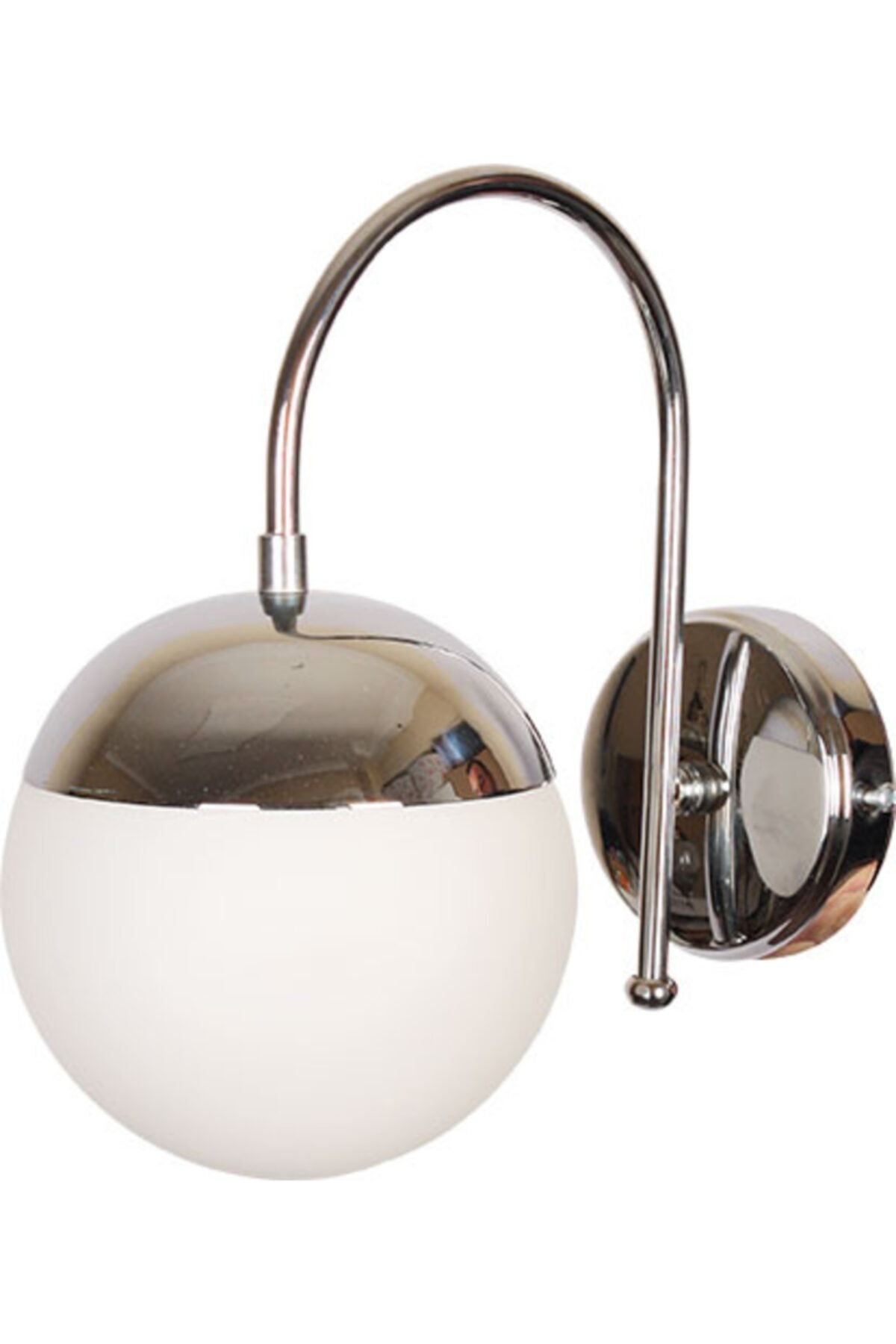 modavize Modern Krom Beyaz Globe Camlı Aplik