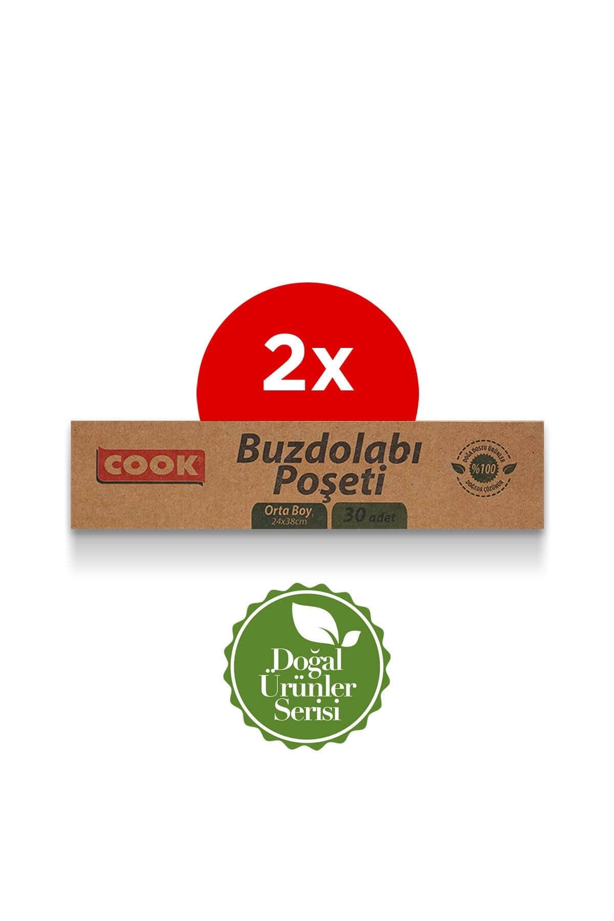 COOK 30'lu Doğada Çözünür Buzdolabı Poşeti Orta Boy 24x38 CM 2'li Paket